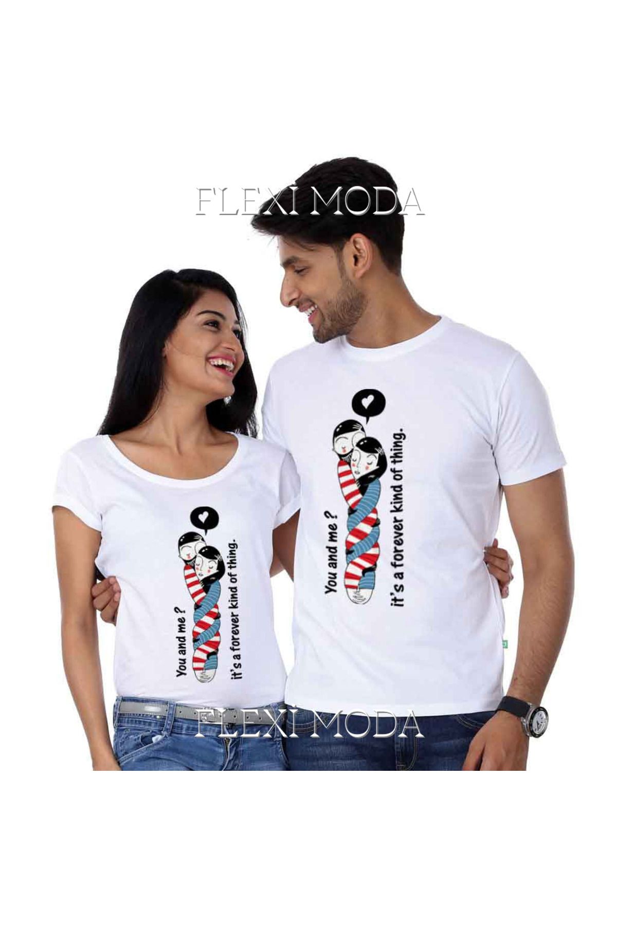 Hunors Sportswear & Company You And Me It's Forever Yazılı Sevgili Çift Kombini Oversize 2'li Tişört