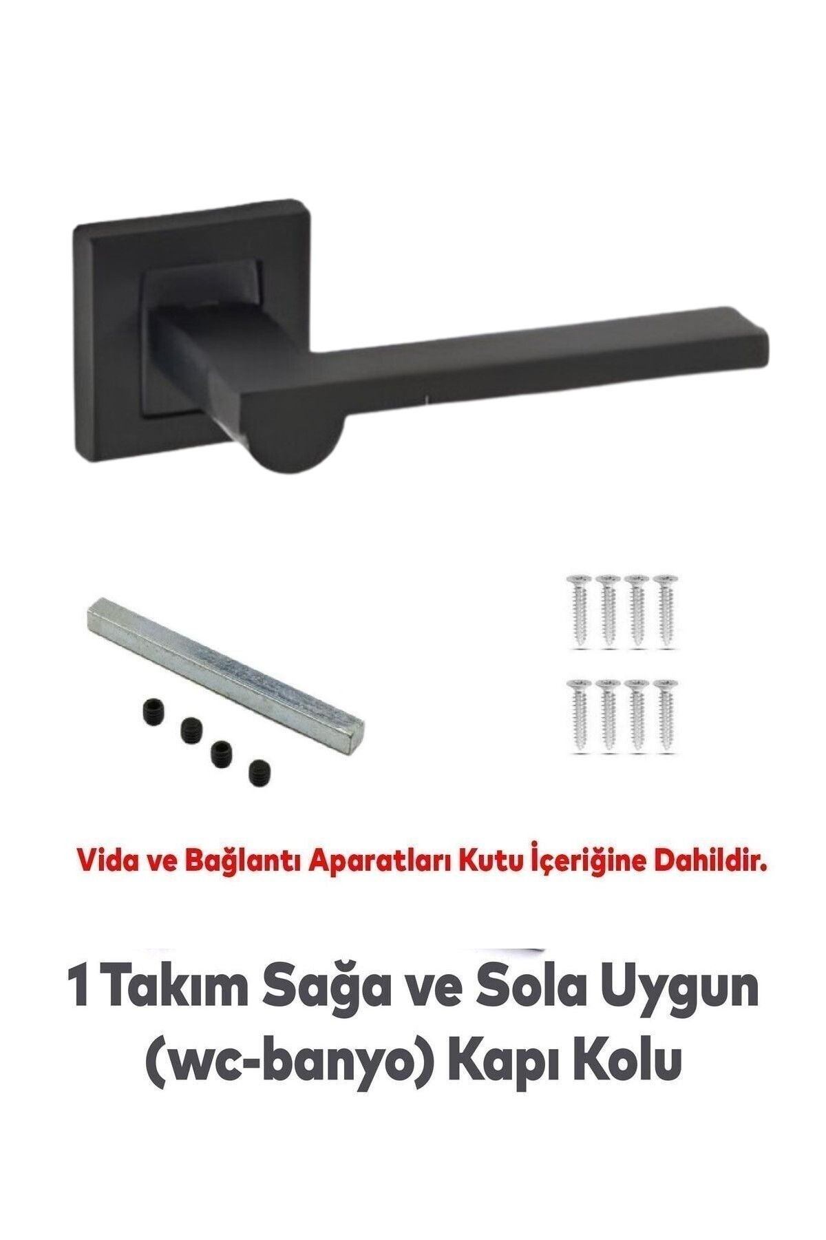 Sofuoğlu-Zara Model Stainless Steel Black Square Rosette Wc Door Handle / Is for Wc Doors 2
