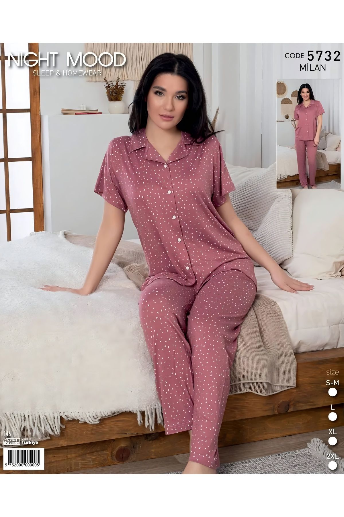 NİGHTMOOD KADIN KISA KOL PİJAMA TAKIMI PAMUKLU