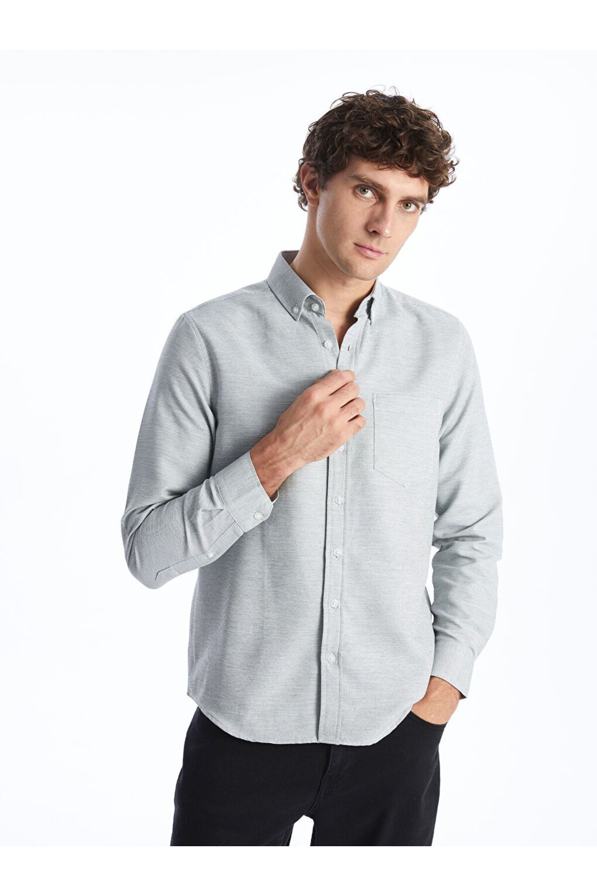 LC Waikiki LCW Regular Fit Uzun Kollu Armürlü Erkek Gömlek
