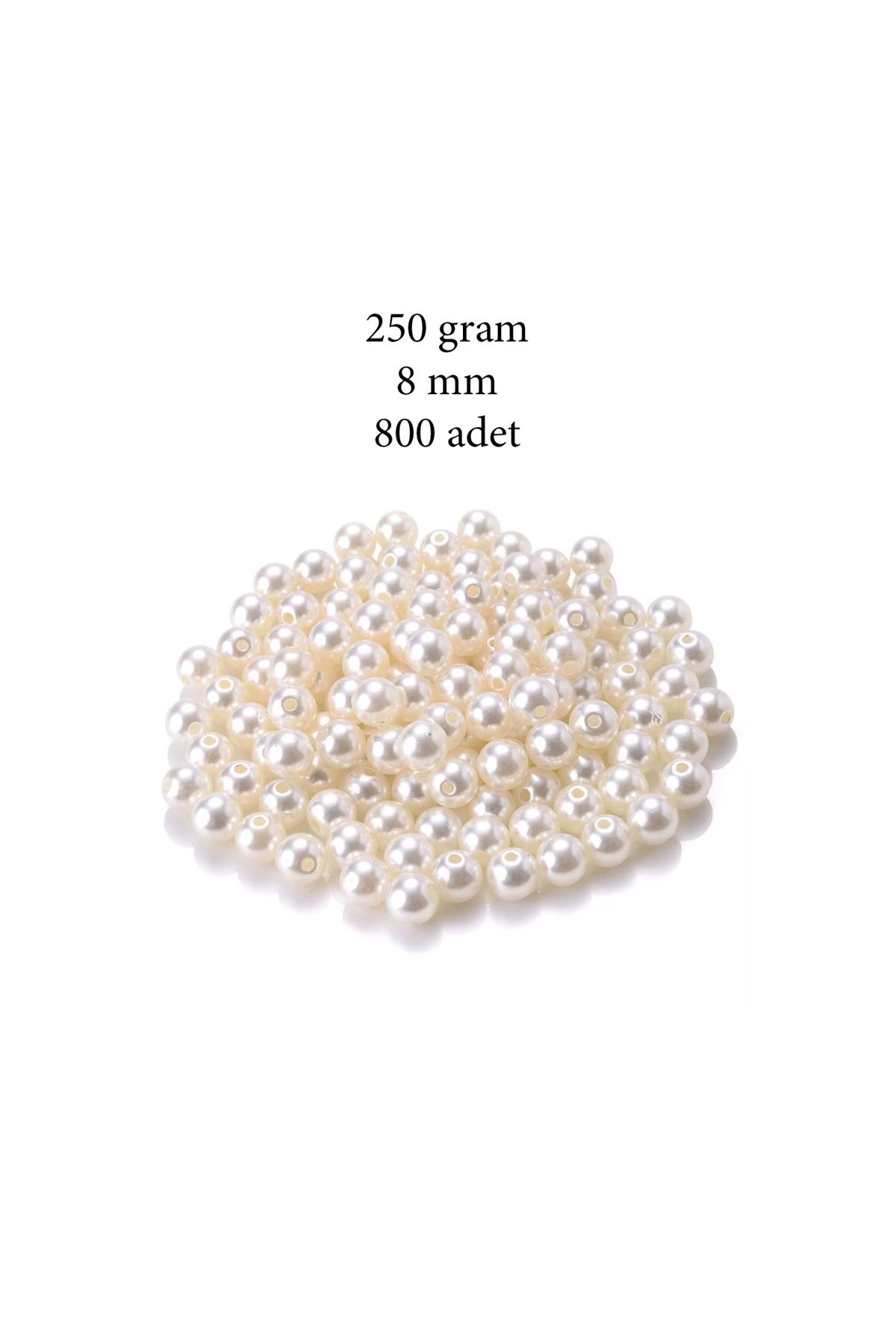 maarketim 250 gram 8mm Krem Renk Plastik İnci Boncuk Çanta ve Takı Yapım Boncuğu (~800 adet)