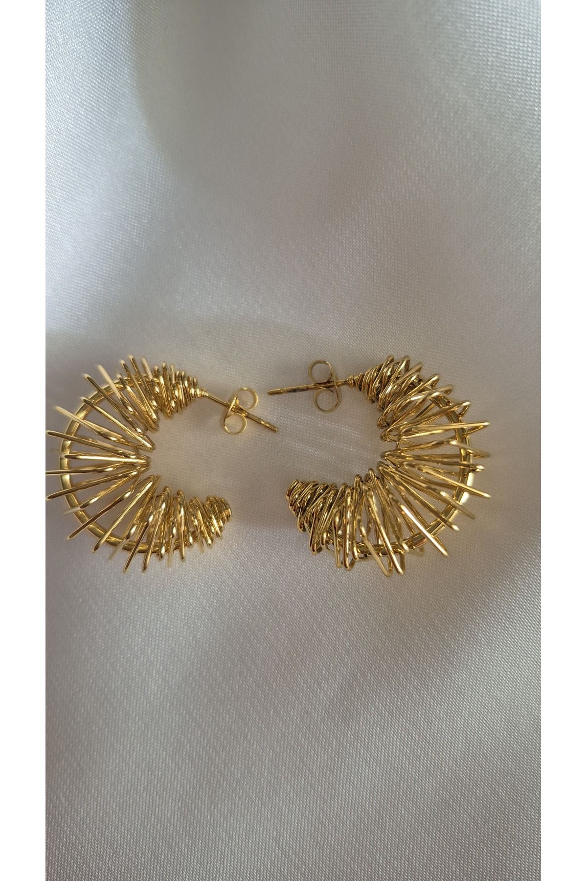MİLUNXTE Gold Renk Tel Sarma Tasarımlı Çelik Halka Küpe–Sanatsal Halka Küpe- Çelik Modern Halka Küpe