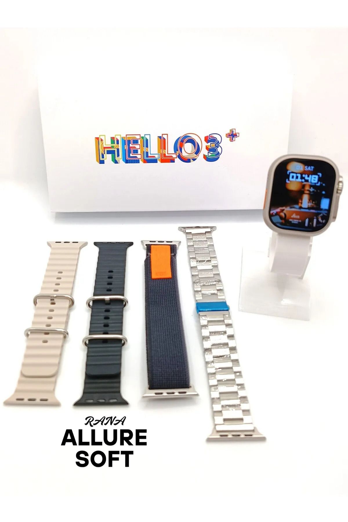 Allure soft Hello 3 Plus Akıllı Saat Büyük Ekran Telefon Araması Adım ve Kalori Takibi Çoklu Spor Modu