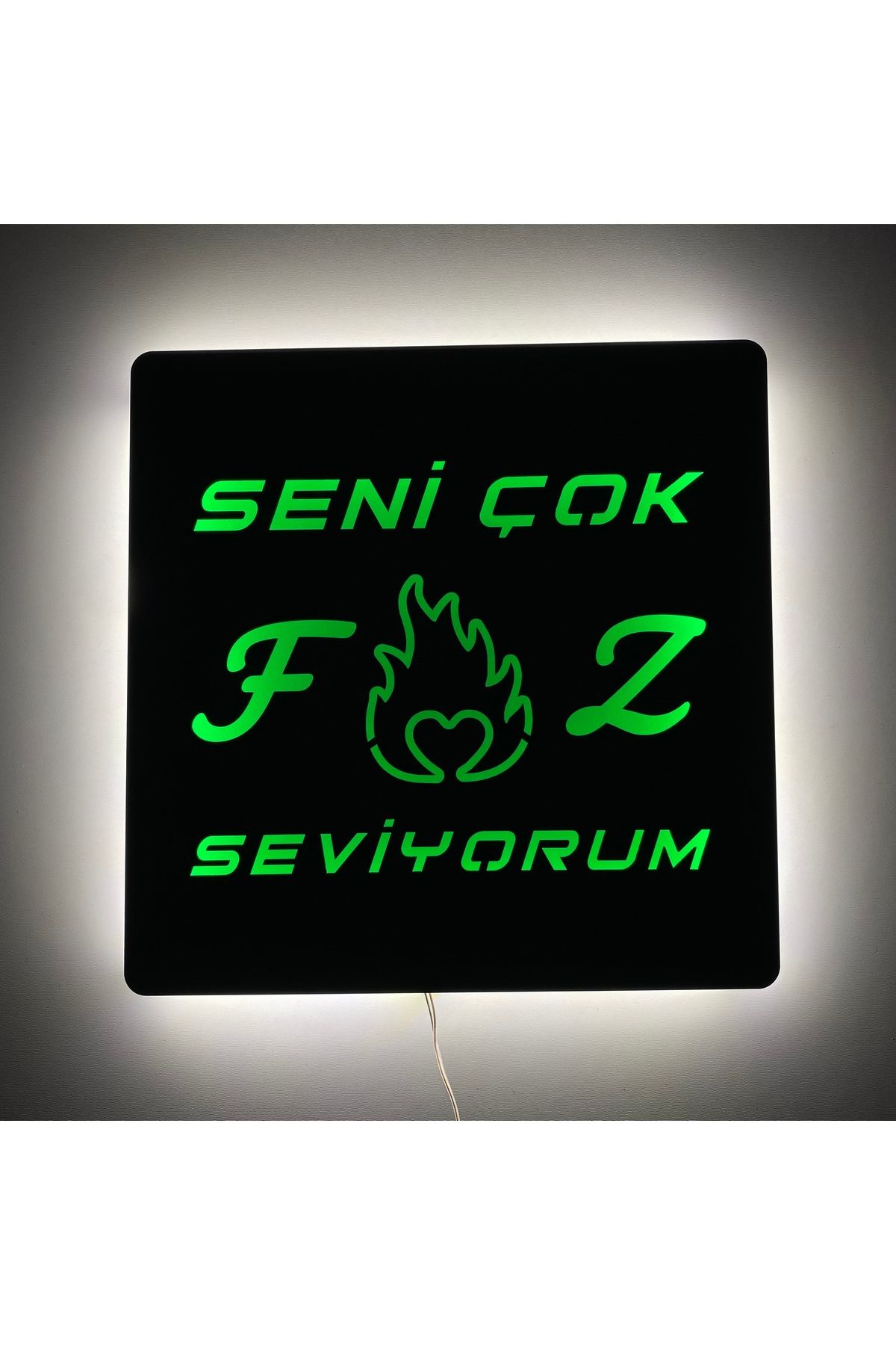 ÖZFA NEON MDF Işıklı Duvar Tablosu 27x27 cm | LED Aydınlatmalı Dekoratif Hediyelik Ahşap Tablo |