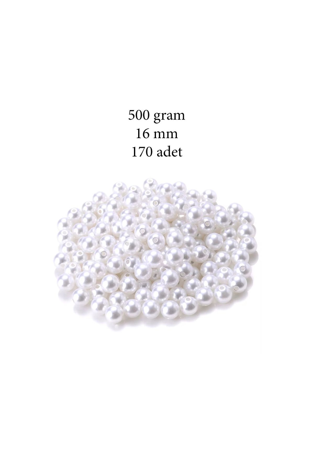 maarketim 500 gram 16mm Beyaz Renk Plastik İnci Boncuk Çanta ve Takı Yapım Boncuğu (~170 adet)