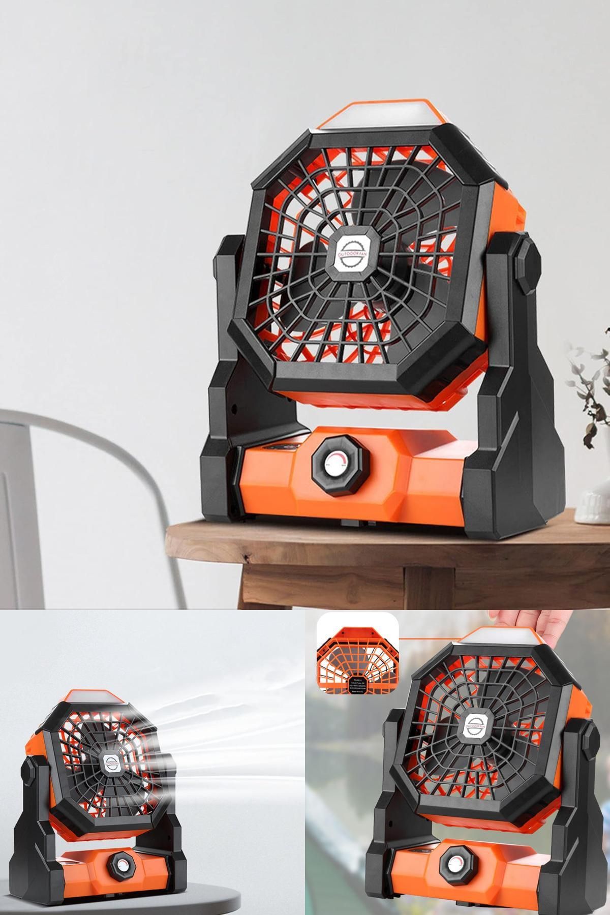 Midday Kampta Kullanılabilir Şarjlı Outdoor Kullanıma Uygun Şarjlı Fan Ayarlanabilir Başlık &Işık Özellikli