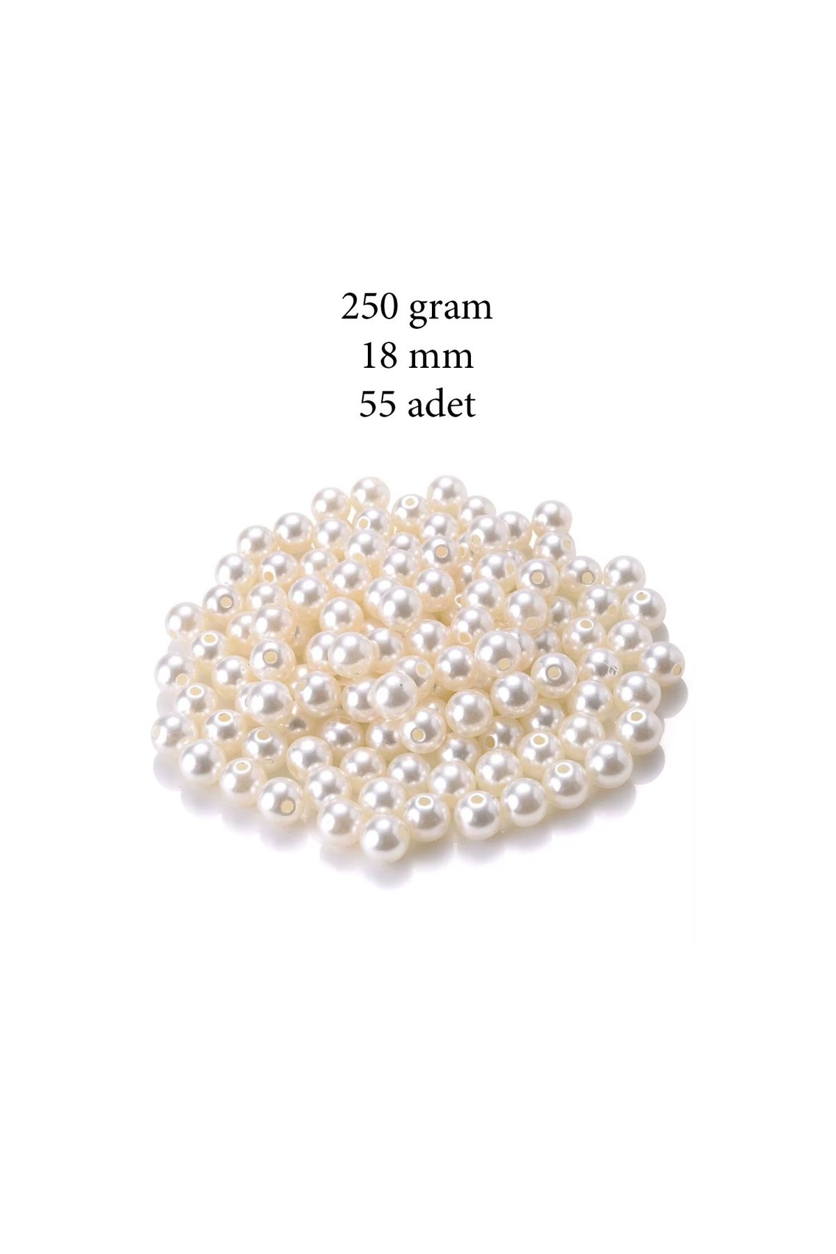 maarketim 250 gram 18mm Krem Renk Plastik İnci Boncuk Çanta ve Takı Yapım Boncuğu (~55 adet)