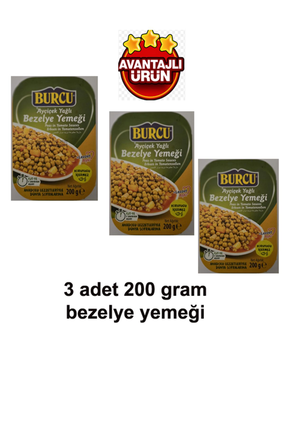 BURCU bezelye yemeği 200 gramlık 3 adet