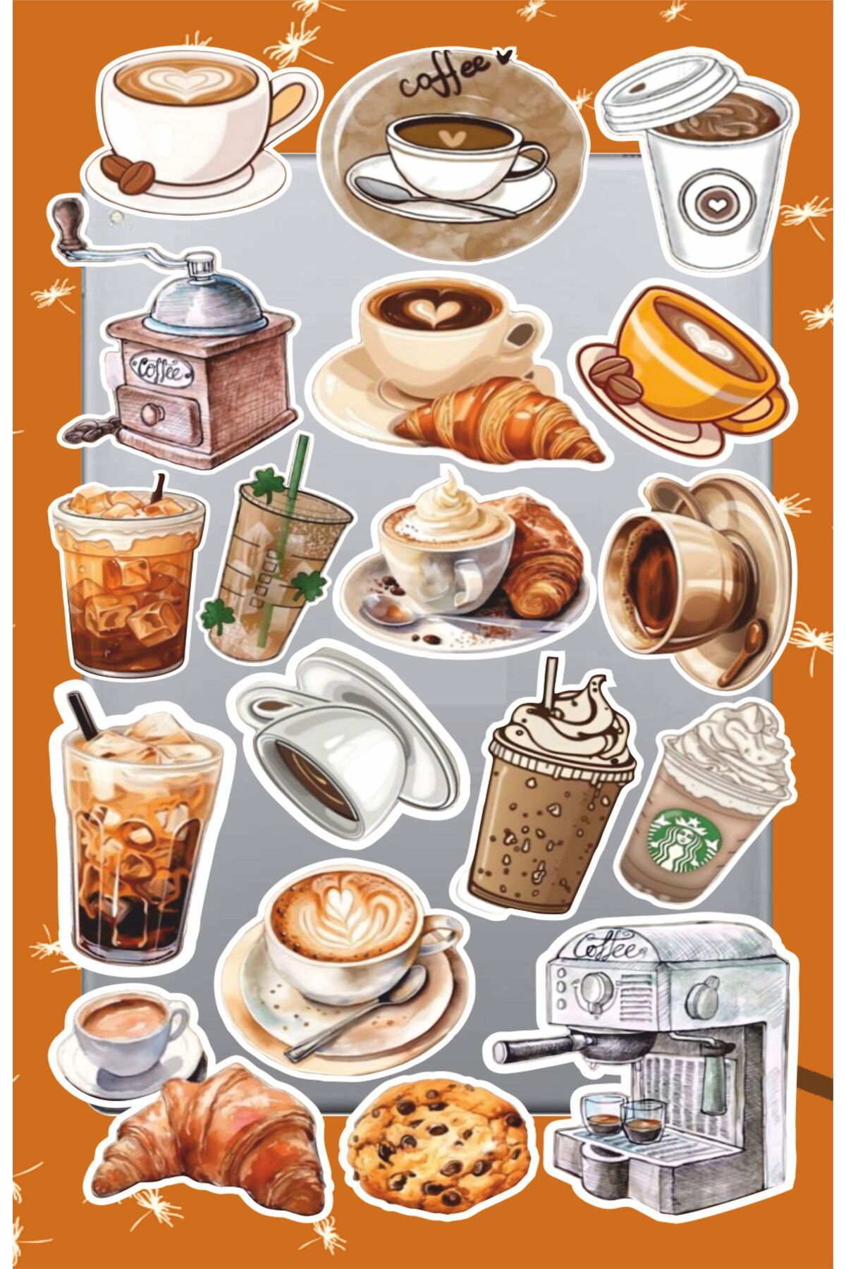 hediyenebak Vintage Coffe Kahve Sticker Seti | Laptop Ajanda Notebook Tablet Telefon Defter Etiket Bullet