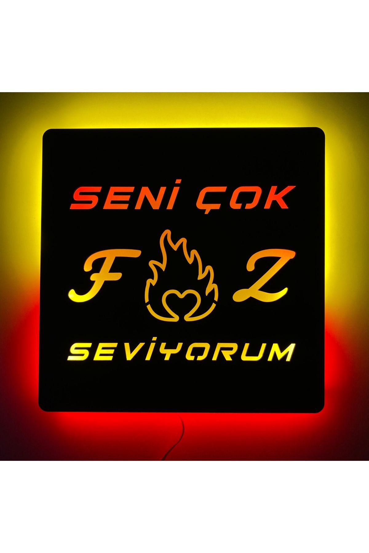 ÖZFA NEON MDF Işıklı Duvar Tablosu 27x27 cm | LED Aydınlatmalı Dekoratif Hediyelik Ahşap Tablo |