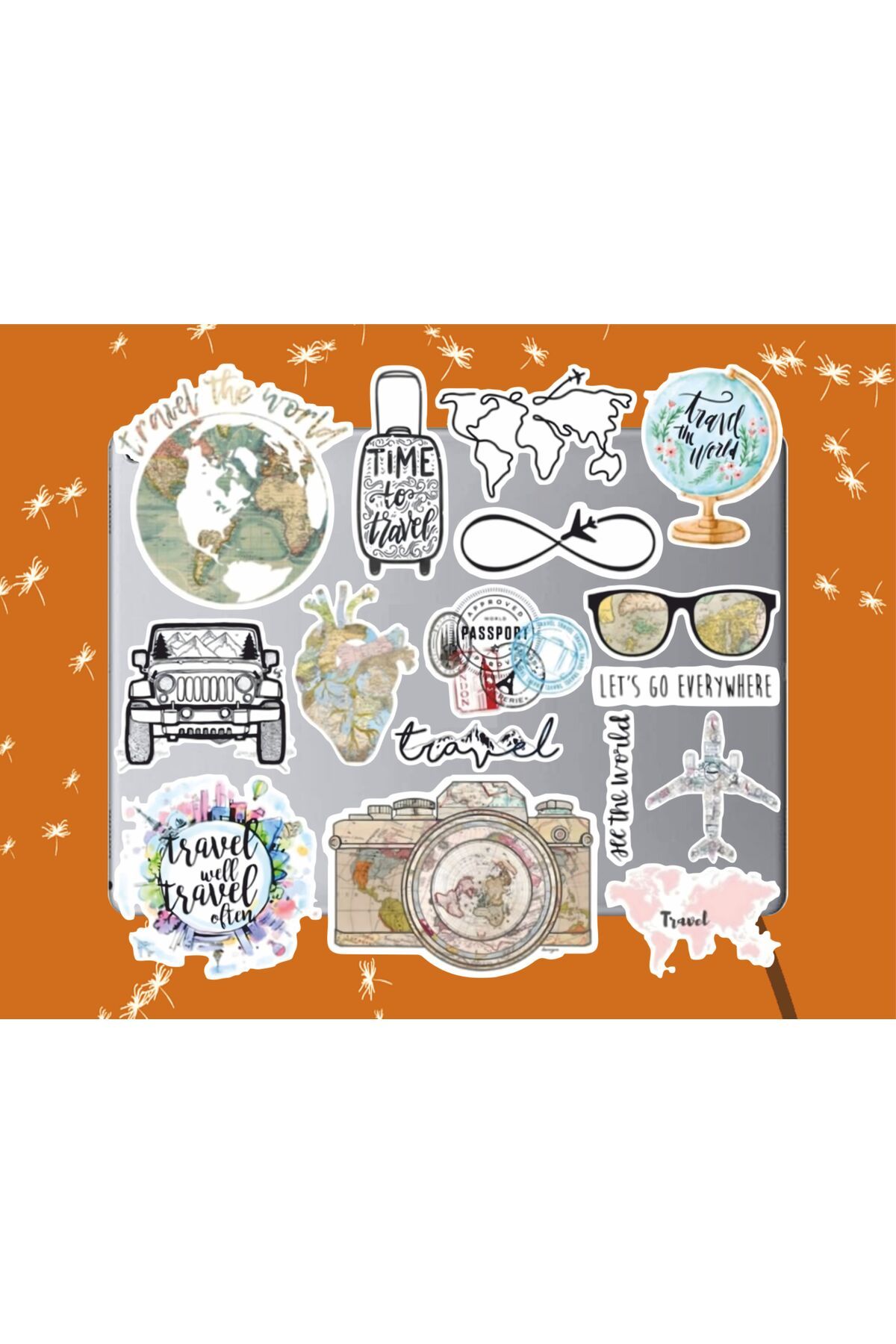 hediyenebak Travel Seri 1 Sticker Seti | Laptop Ajanda Notebook Tablet Telefon Defter Etiket Bullet Journal