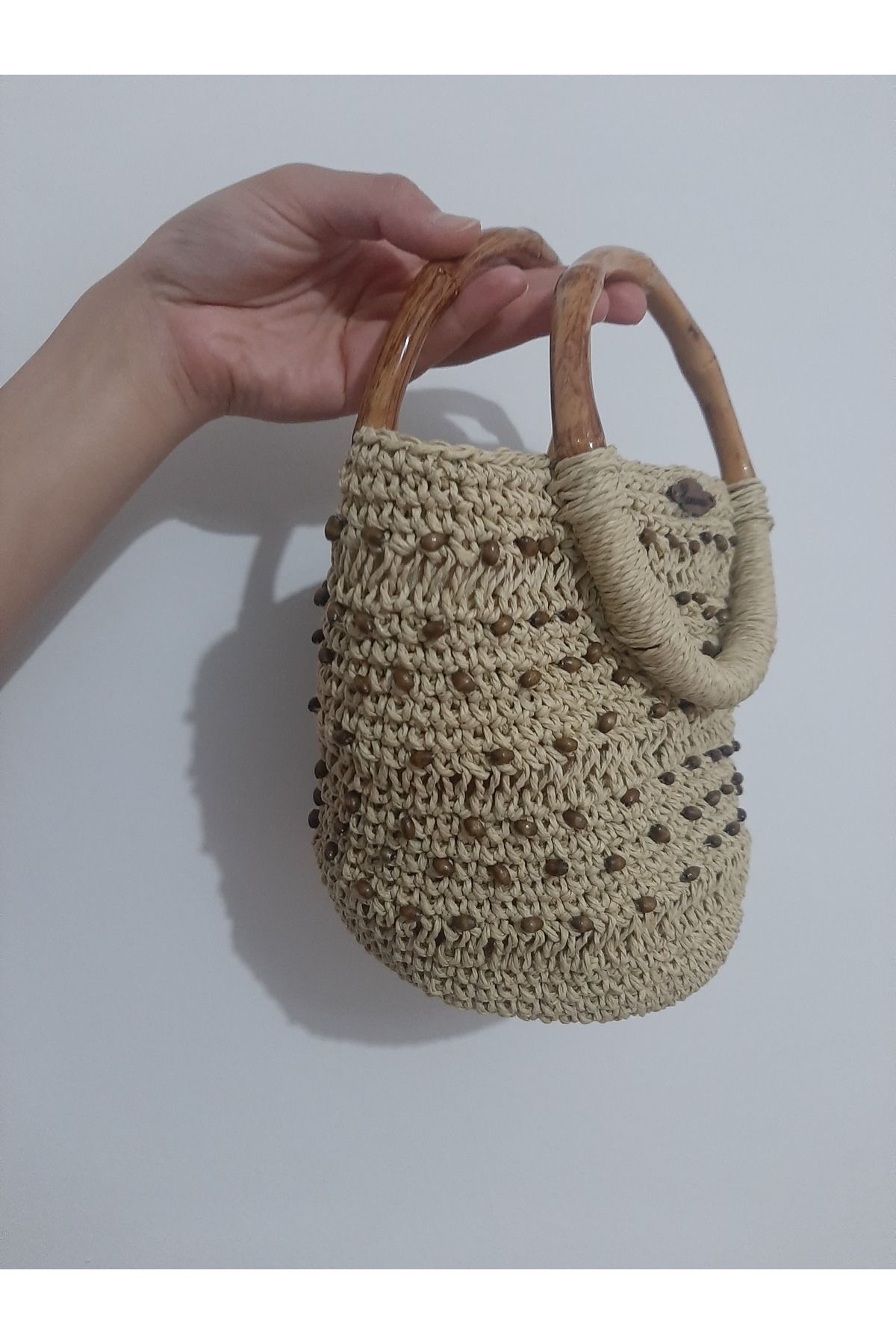 APRİLHANDMADE Ahşap Kulp Çanta