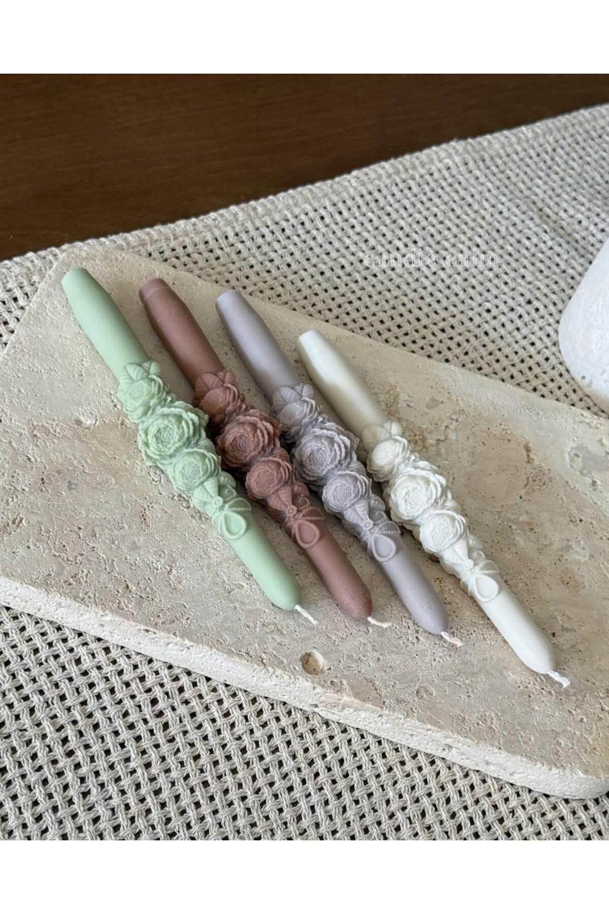SCA CANDLE Dekoratif mum şamdanlık Mum Yeşil Renk ikili