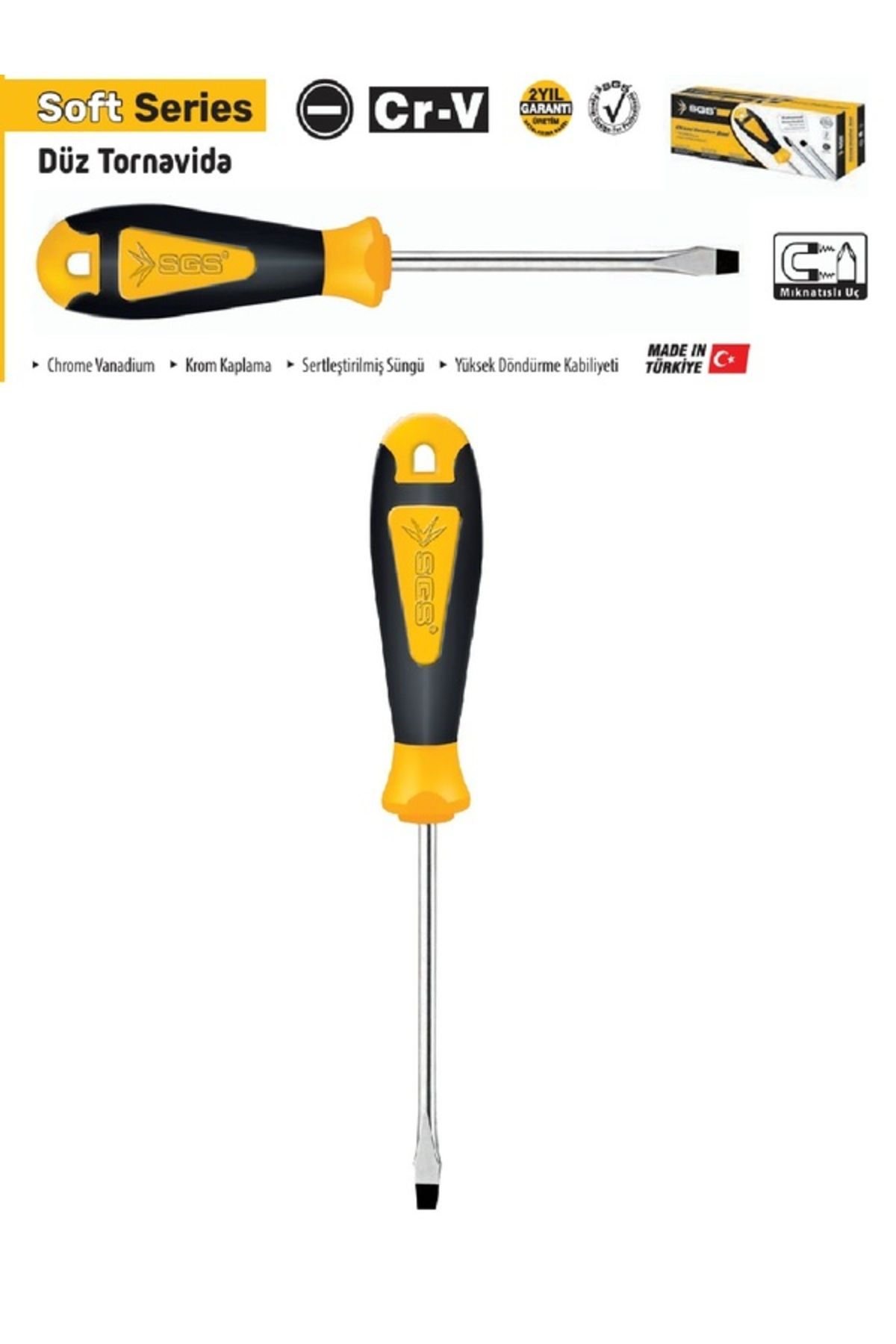 SGS 🔧 6x100 DÜZ TORNAVİDA (SOFT SERİES) – Ergonomik, Dayanıklı ve Güçlü Tutuş!