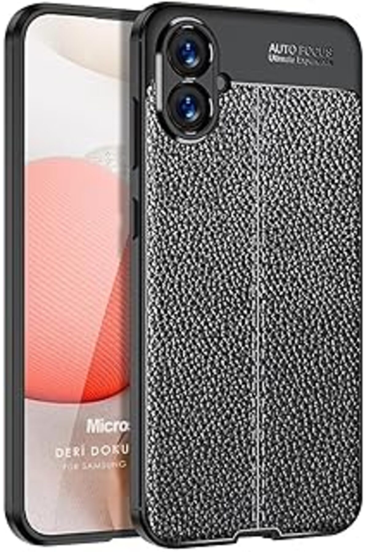Pazarcan Microsonic Samsung Galaxy A05 Kılıf Deri Dokulu Silikon Siyah [Galaxy A05 Ile Uyumlu Kılıf - Siyah]