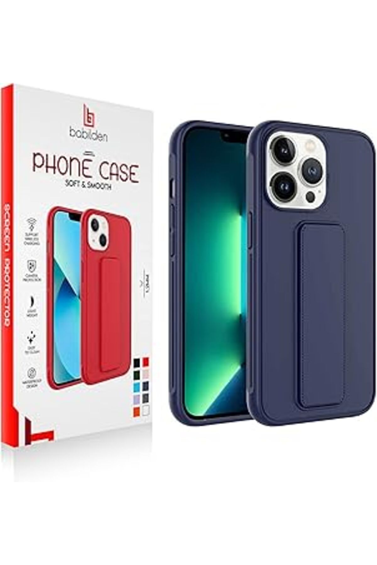 Pazarcan Babilden Iphone Mıknatıslı Standlı Darbe Emici Ibola Iphone 14 Plus Kılıf (Lacivert)