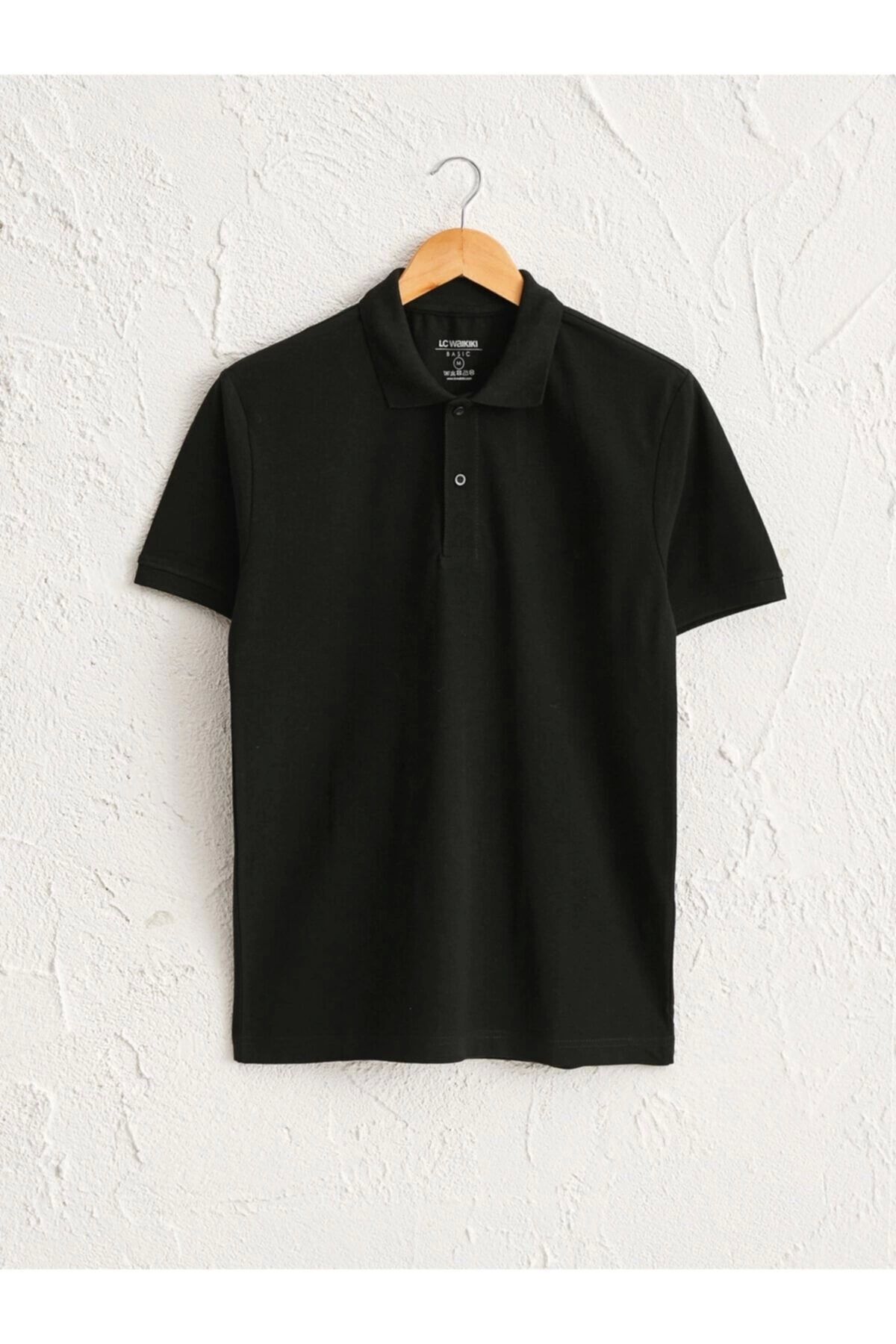 LC Waikiki LCWAIKIKII Your Fashion Style'dan Erkek Siyah Tişört Polo Yaka Kısa Kollu Basic Pike