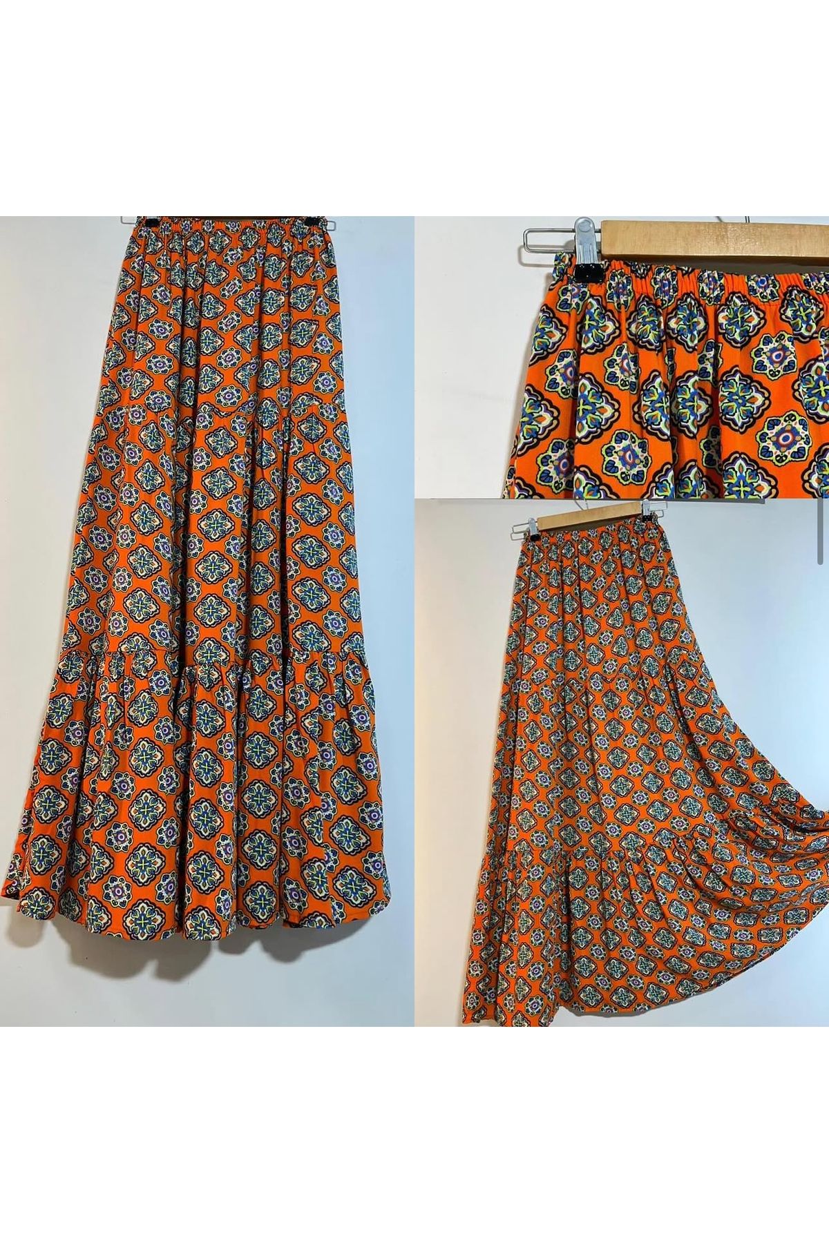 MERVIS BUTIK PAMUKLU KAT KAT MODEL LASTİKLİ VİSKON ETEK