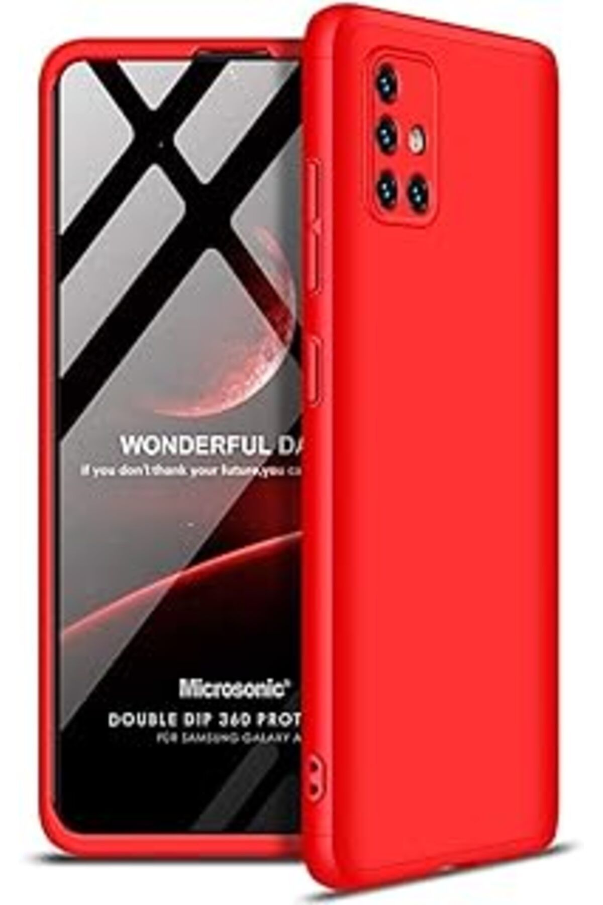 Pazarcan Microsonic Samsung Galaxy A51 Için Kılıf Double Dip 360 Protective Kırmızı [Galaxy A51 Ile Uyumlu K