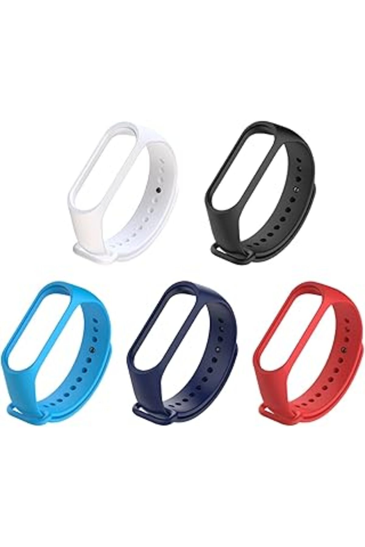 Qedii Kyver 5 Adet Silikon Kordon, Mi Band 4 Ve Mi Band 3 Için Uyumlu - Ayarlanabilir Rahat Bileklik 5'Li