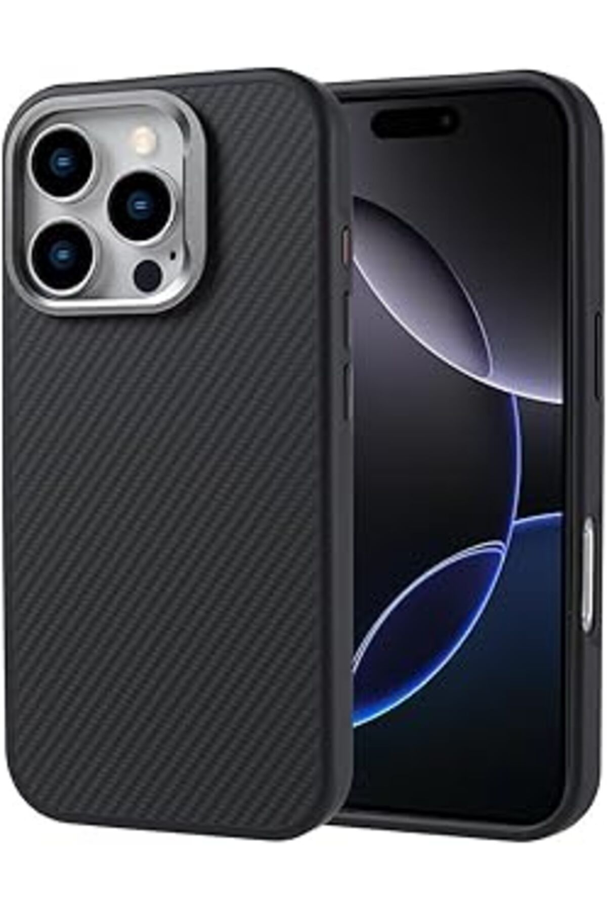 Pazarcan Iphone 16 Pro Ile Uyumlu Karbon Fiber Görünümlü Z-Flow Yüksek Kalite Desenli Magsafe Ile Uyumlu Lüx