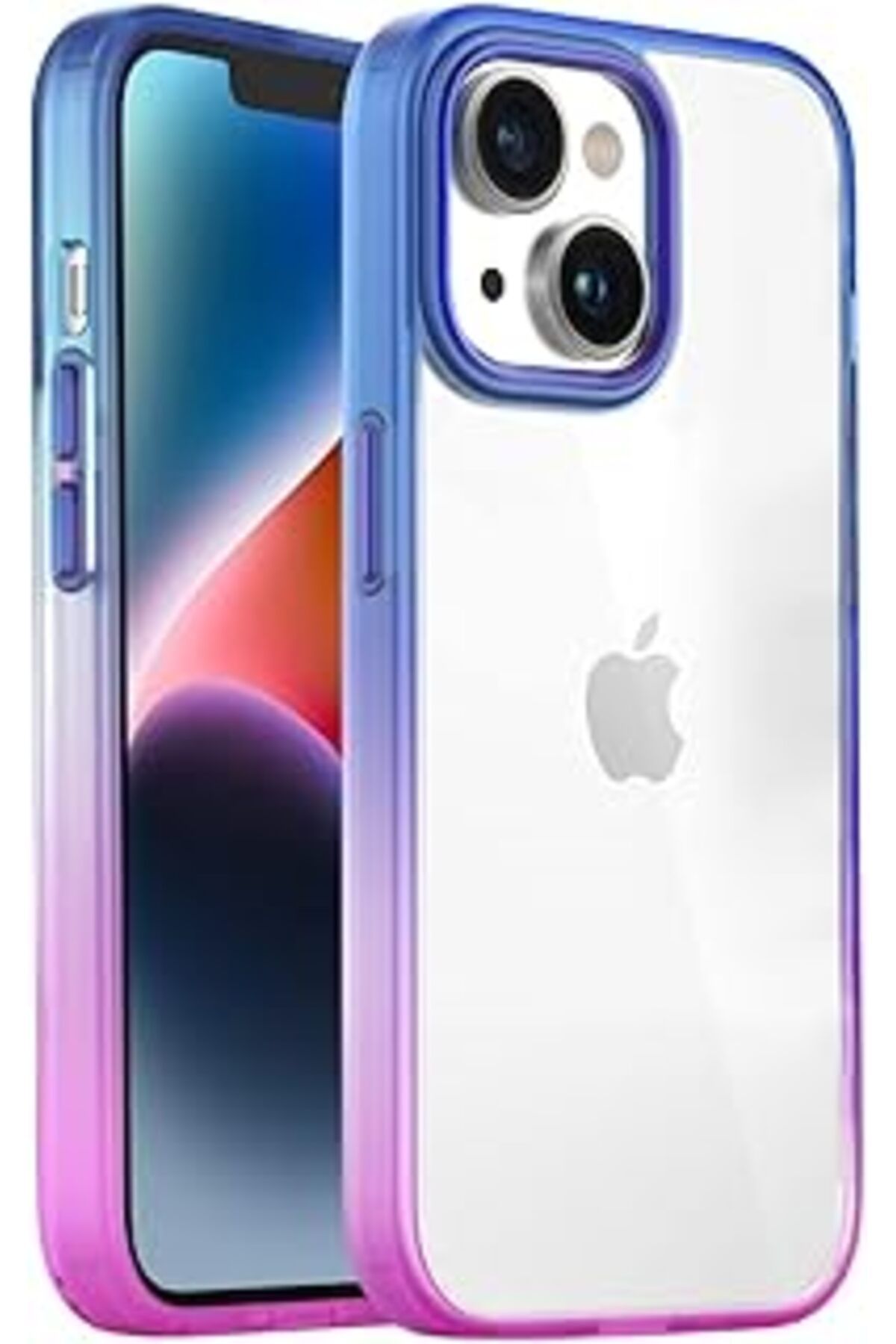 Pazarcan Buff Labs Iphone 14 Air Bumper Rainbow Kılıf Darbe Önleyici Arkası Şeffaf Gökkuşağı Kapak (Pembe Ma