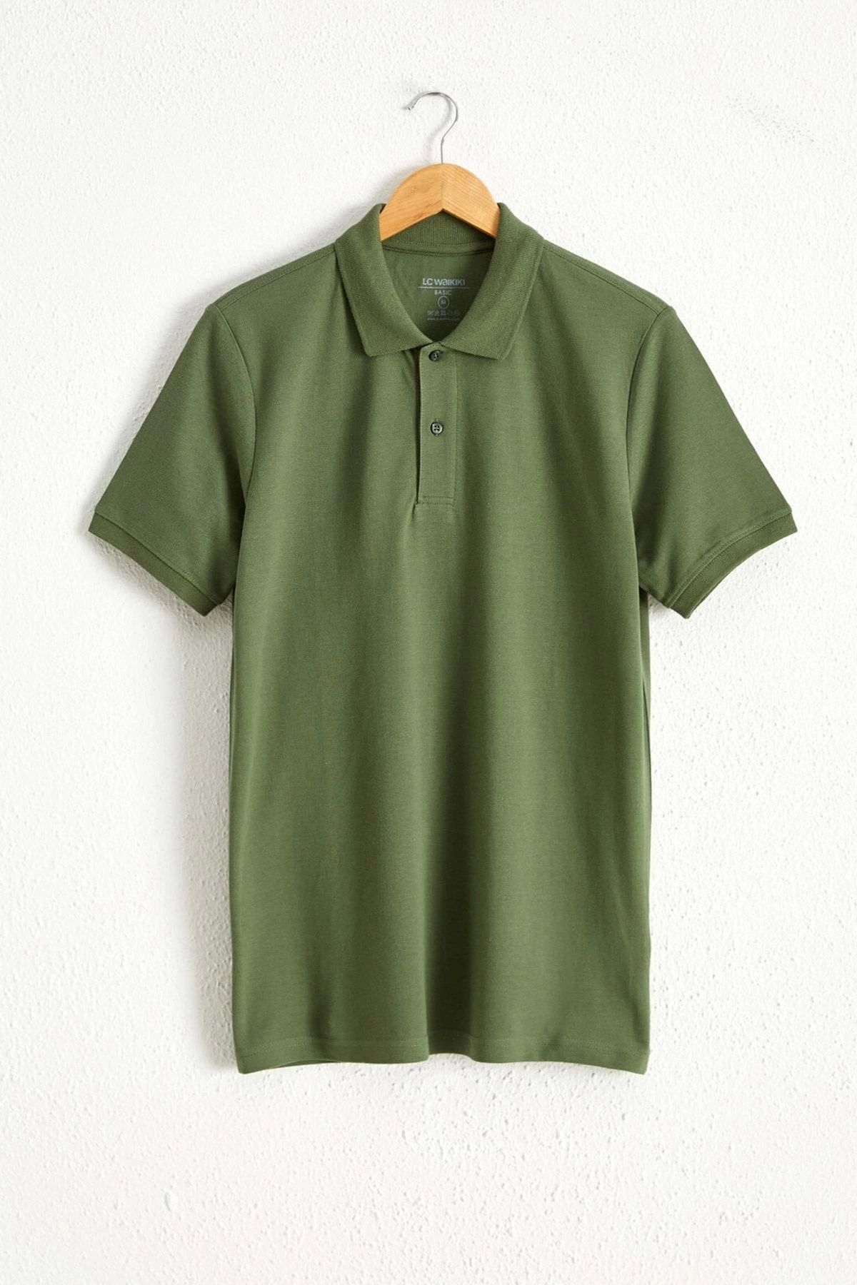 LC Waikiki LCWAIKIKII Your Fashion Style'dan Erkek Yeşil Tişört Polo Yaka Kısa Kollu Basic Pike