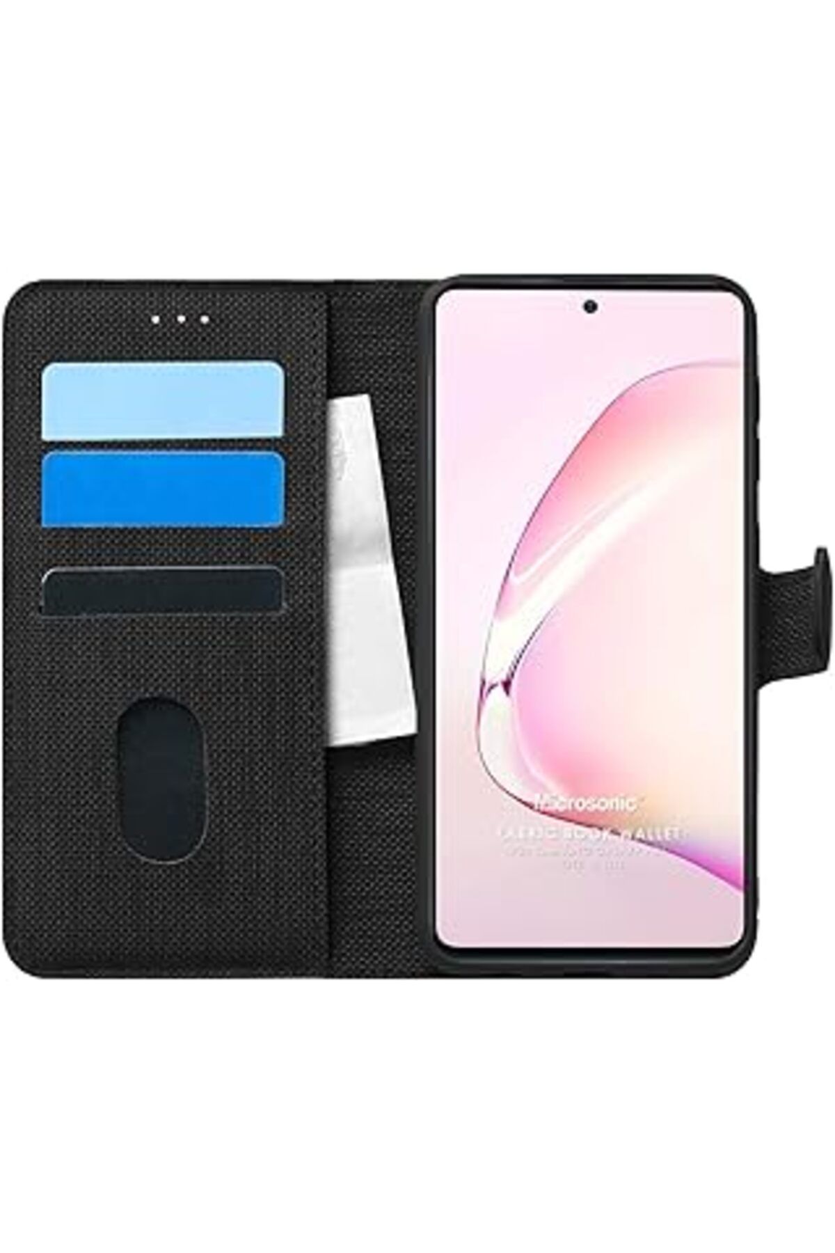 Pazarcan Microsonic Samsung Galaxy Note 10 Lite Için Kılıf Fabric Book Wallet Siyah [Galaxy Note 10 Lite Ile