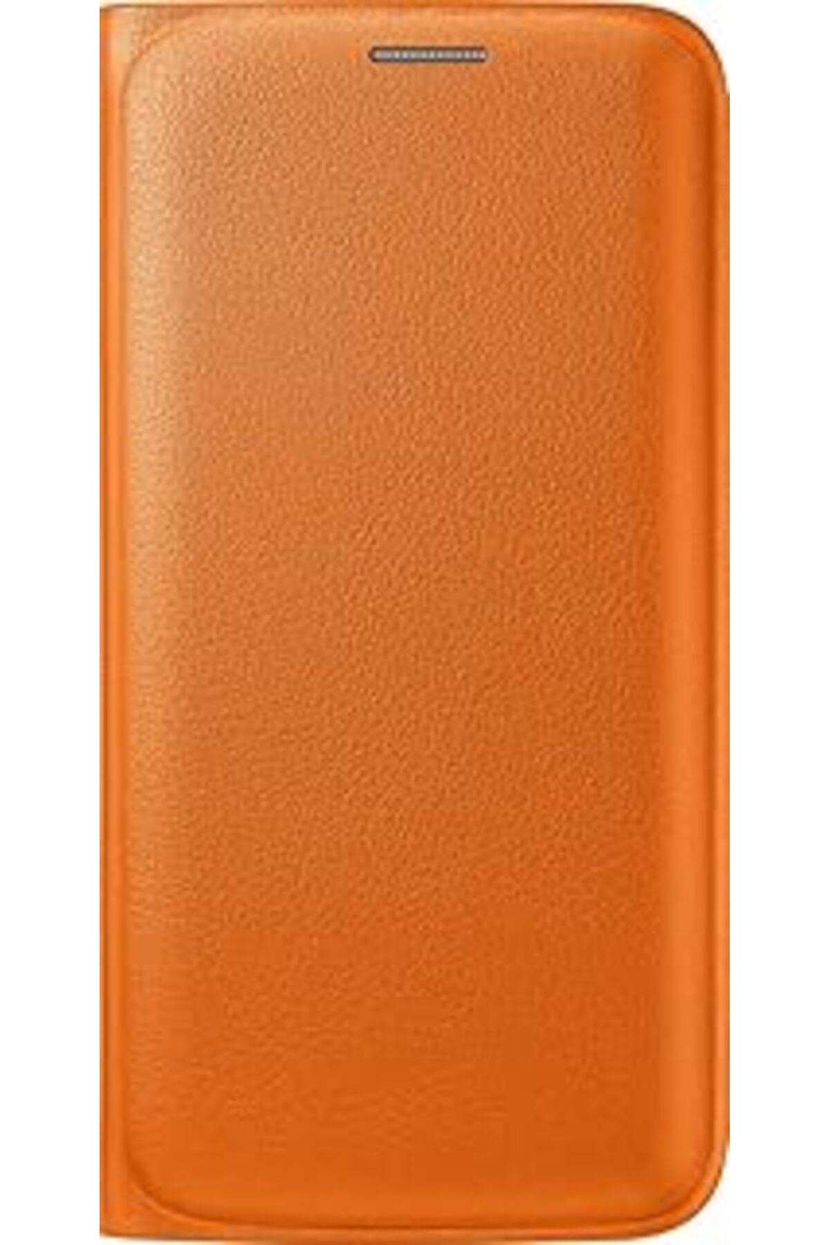 Pazarcan Samsung Galaxy S6 Edge Flip Wallet (Deri Görünümlü) - Turuncu Ef-Wg925Poegww