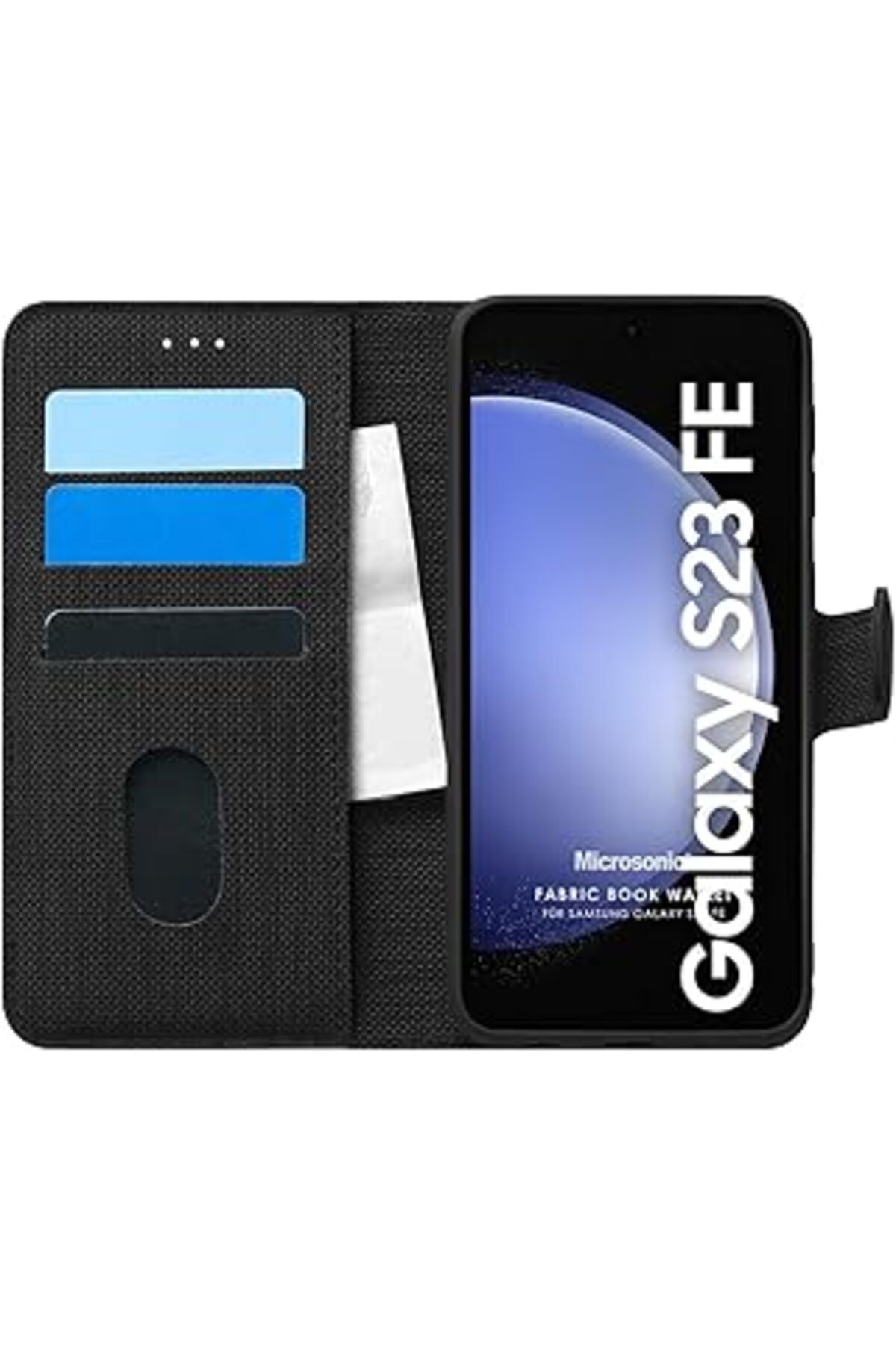 Karachil Microsonic Samsung Galaxy S23 Fe Için Kılıf Fabric Book Wallet Siyah [Galaxy S23 Fe Ile Uyumlu Kılı