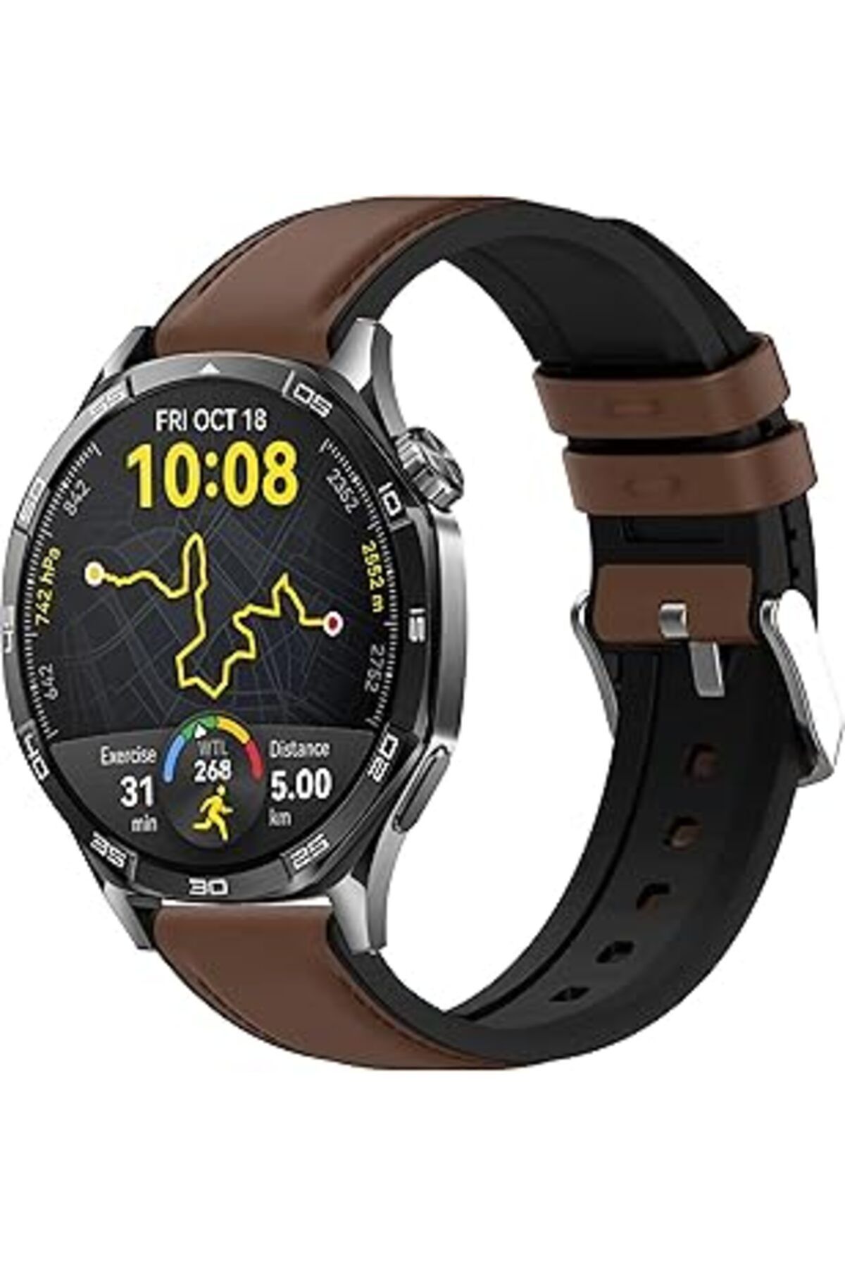 Qedii Teknoft 22Mm Ile Uyumlu Saatler Için Yumuşak Suni Deri 46Mm Silikon Kordon Huawei Watch (Gt5 Pro/Gt