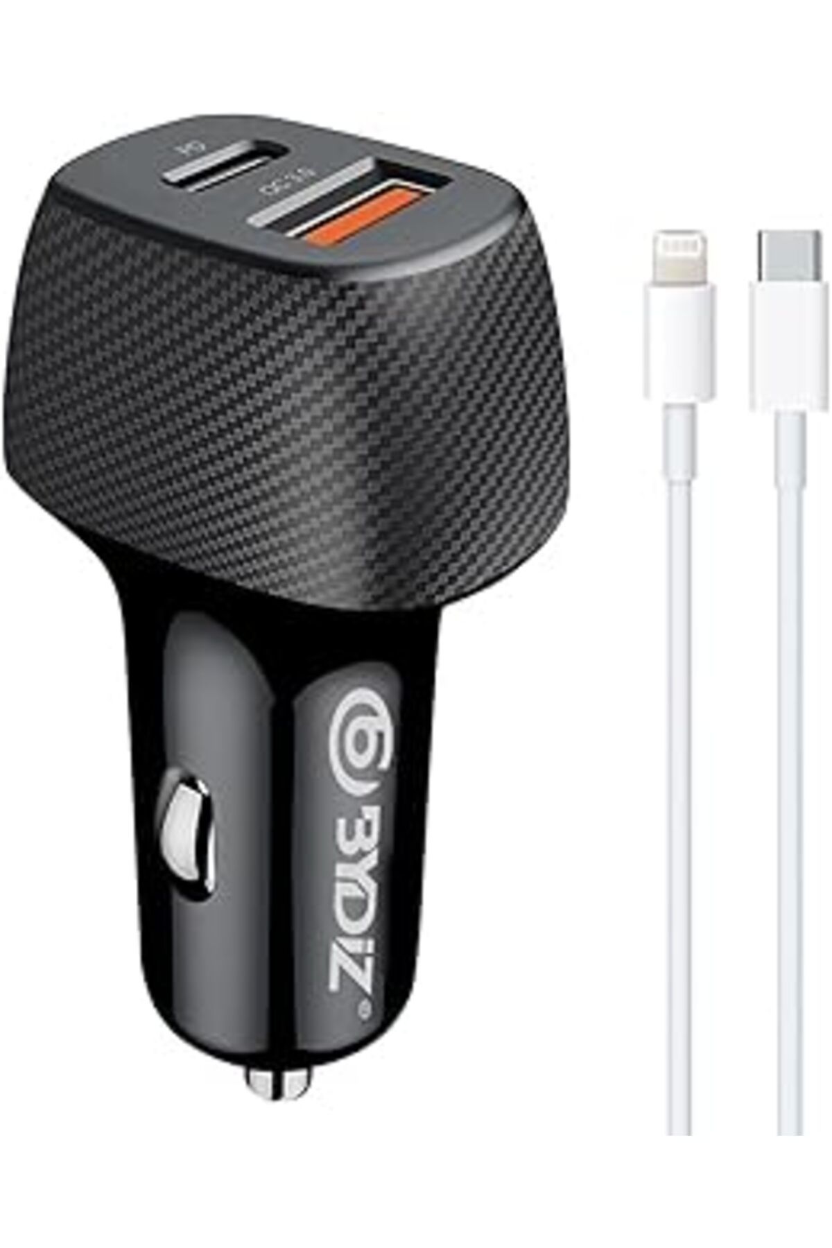 Pazarcan Bydiz By-38L Hızlı Araç Şarj Cihazı 38W Araba Çakmaklık Şarj Aleti + Lightning Kablo Usb + Pd Giriş