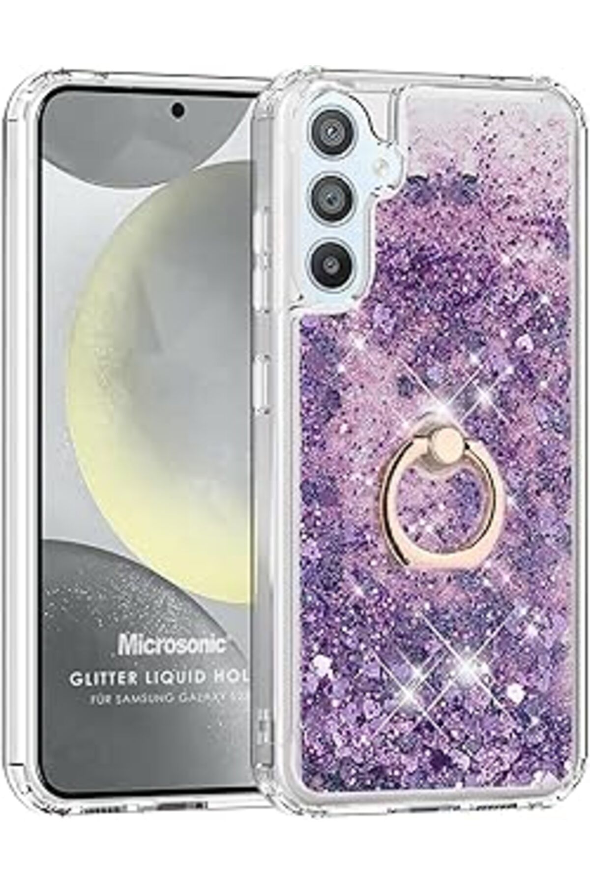 Pazarcan Microsonic Samsung Galaxy S23 Fe Için Kılıf Glitter Liquid Holder Mor [Galaxy S23 Fe Ile Uyumlu Kıl