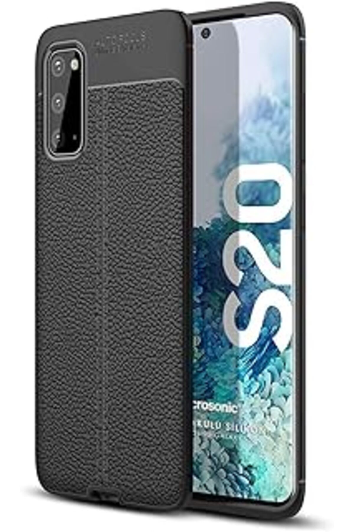 Karachil Microsonic Samsung Galaxy S20 Için Kılıf Deri Dokulu Silikon Siyah [Galaxy S20 Ile Uyumlu Kılıf - S