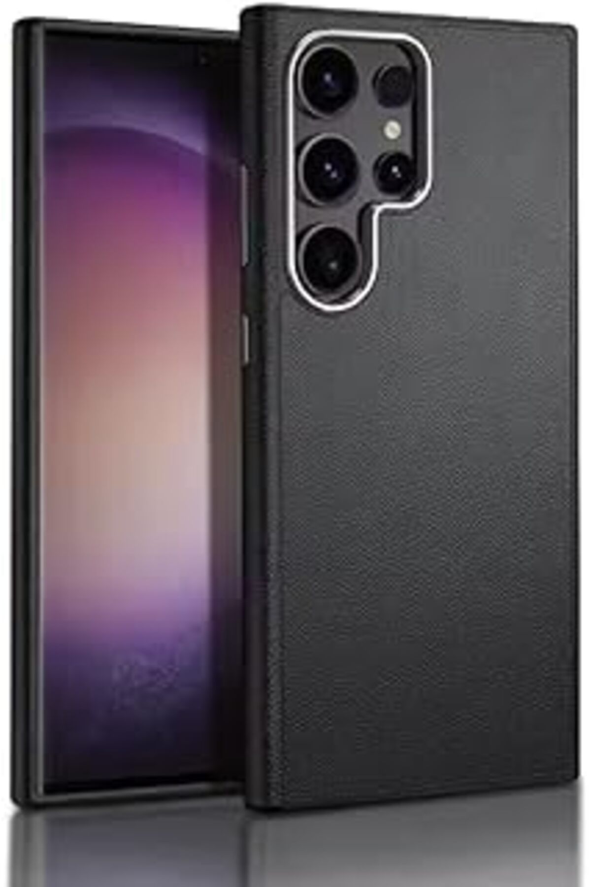 Pazarcan Teknosepetim Samsung Galaxy S25 Ultra Ile Uyumlu Pu Deri Kılıf İçi Kadife Metal Çerçeve Darbeye Ka