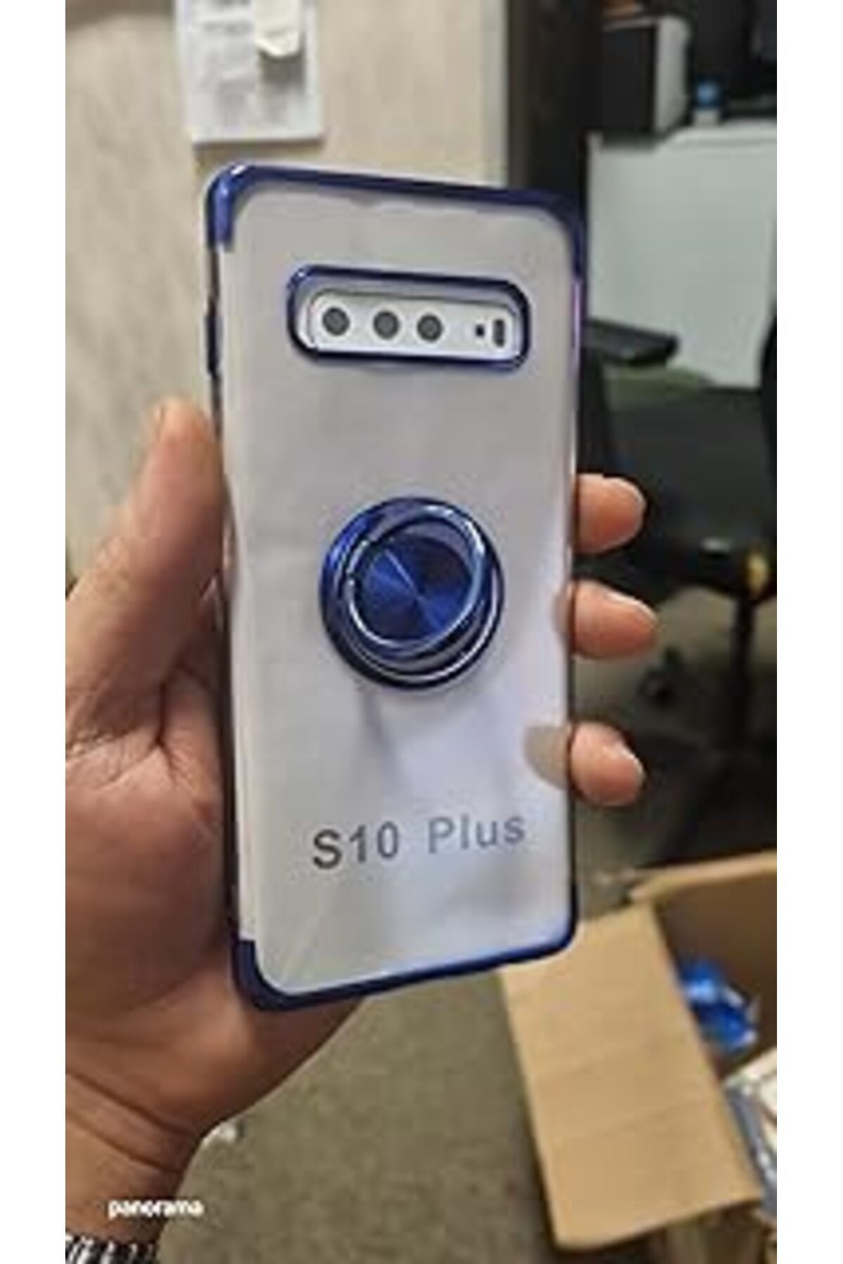 Pazarcan Samsung S10 Plus Yüzüklü Miklatisli Ergonomik Tasaramli Kilif