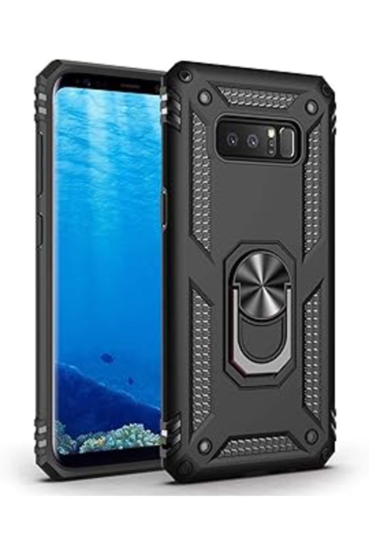 Pazarcan Microsonic Samsung Galaxy Note 8 Için Kılıf Military Ring Holder Siyah