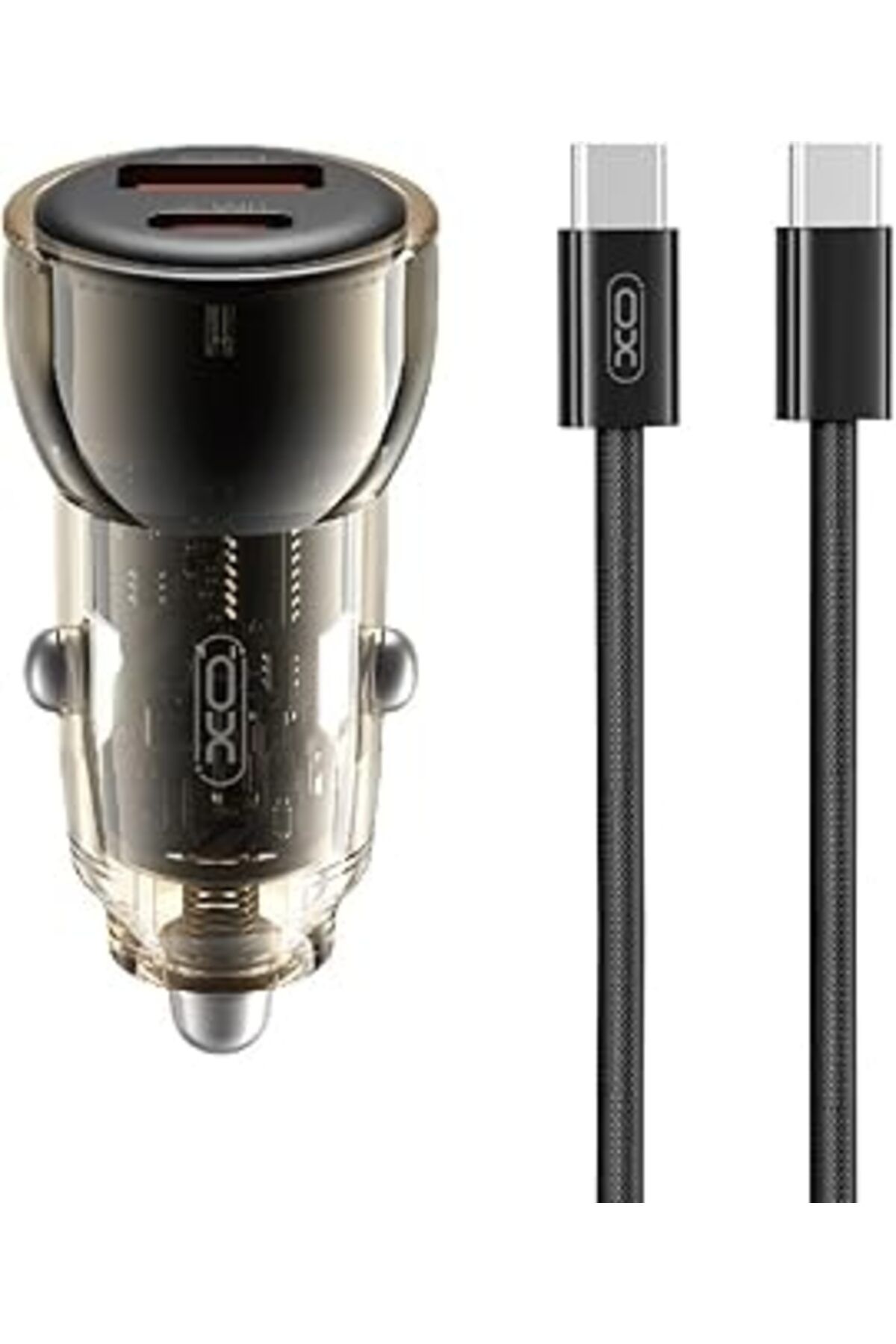 Pazarcan Xo Araç İçi Şarj Cihazı Type-C Cc60-60W Çift Portlu Hızlı Şarj, Power Delivery (Pd) Desteği, Usb-A