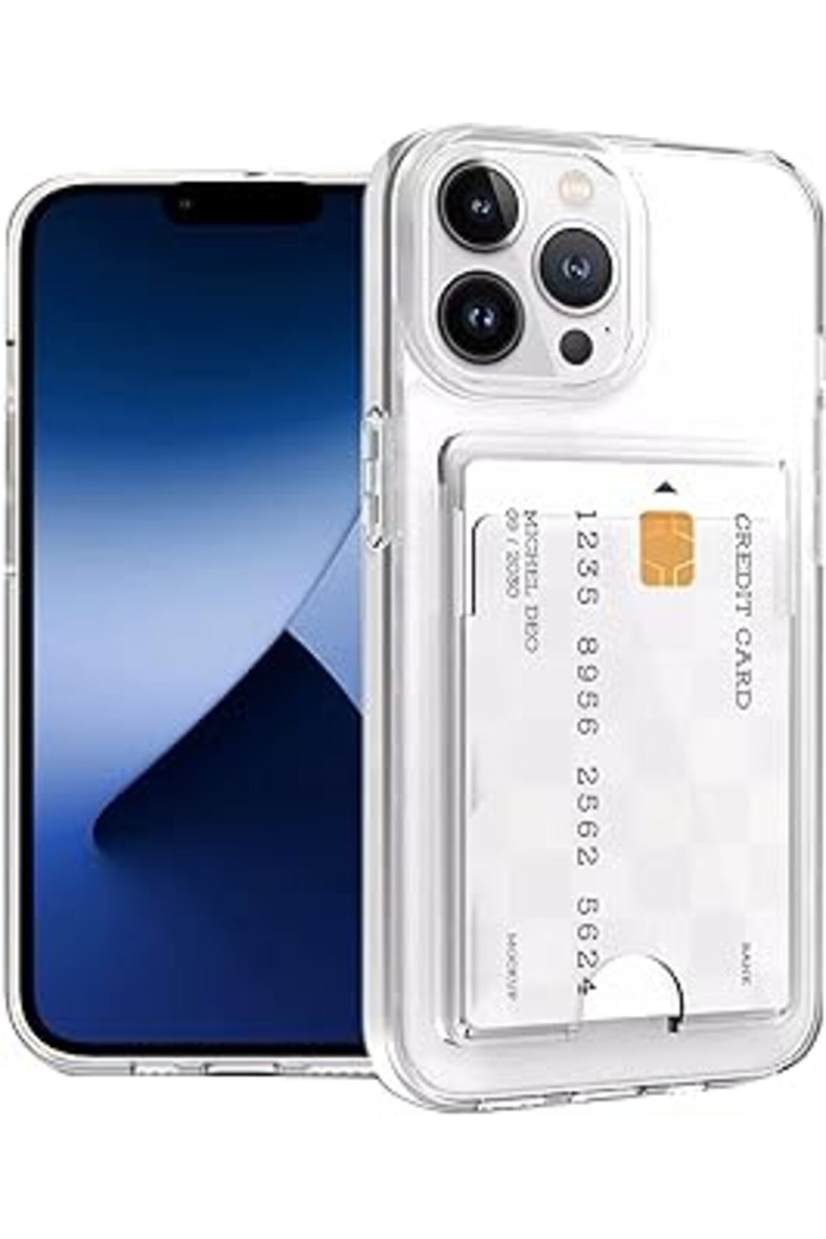 Pazarcan Mr.Casse İphone 16 Pro Max İle Uyumlu Kartlıklı, Darbeye Dayanıklı (Shockproof) Şeffaf Kılıfı