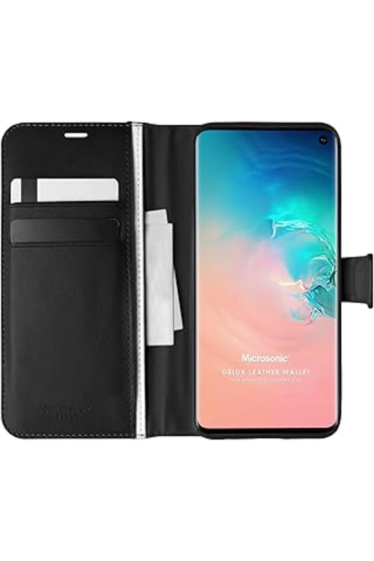 Karachil Microsonic Samsung Galaxy S10 Için Kılıf Delux Leather Wallet Siyah [Galaxy S10 Ile Uyumlu Kılıf -