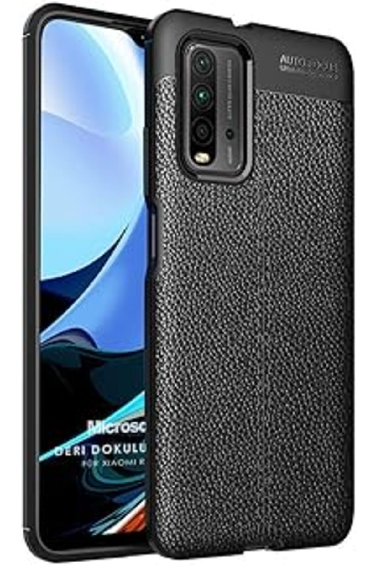Pazarcan Microsonic Xiaomi Redmi 9T Için Kılıf Deri Dokulu Silikon Siyah [Redmi 9T Ile Uyumlu Kılıf - Siyah]