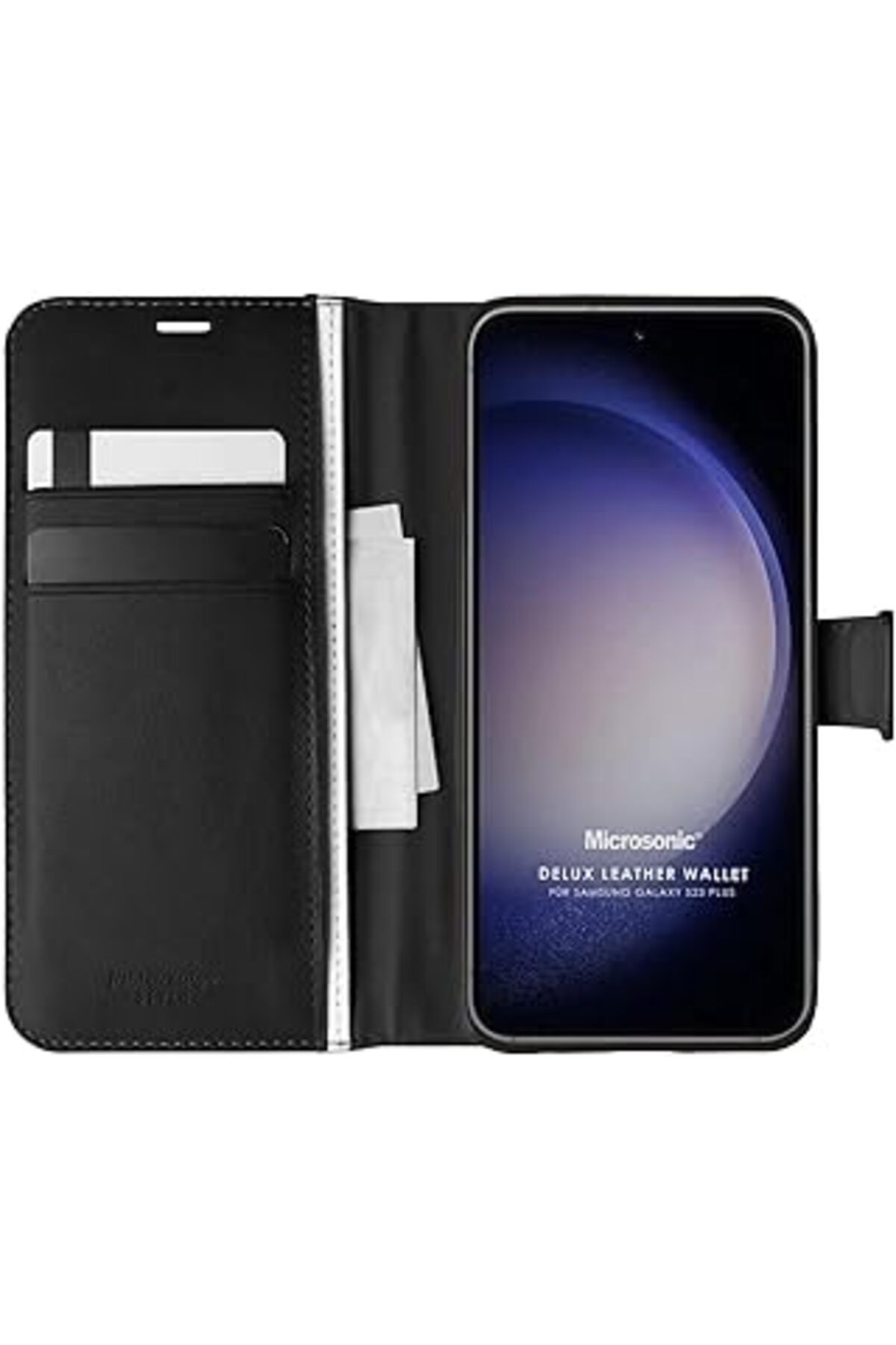 Pazarcan Microsonic Samsung Galaxy S23 Plus Için Kılıf Delux Leather Wallet Siyah [Galaxy S23 Plus Ile Uyuml
