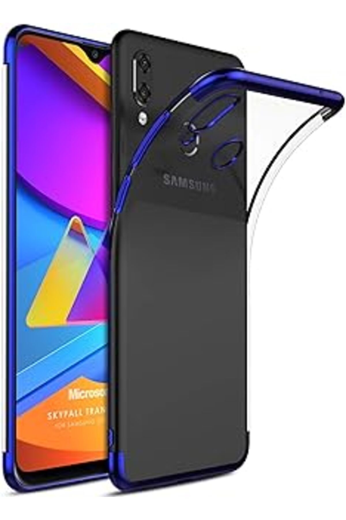 Pazarcan Microsonic Samsung Galaxy M10S Kılıf Skyfall Transparent Clear Mavi