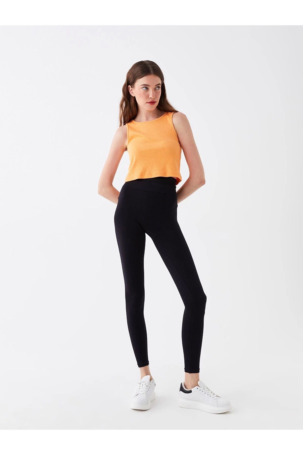 LC Waikiki LCWAIKIKI Beli Lastikli Düz Seamless Kadın Tayt