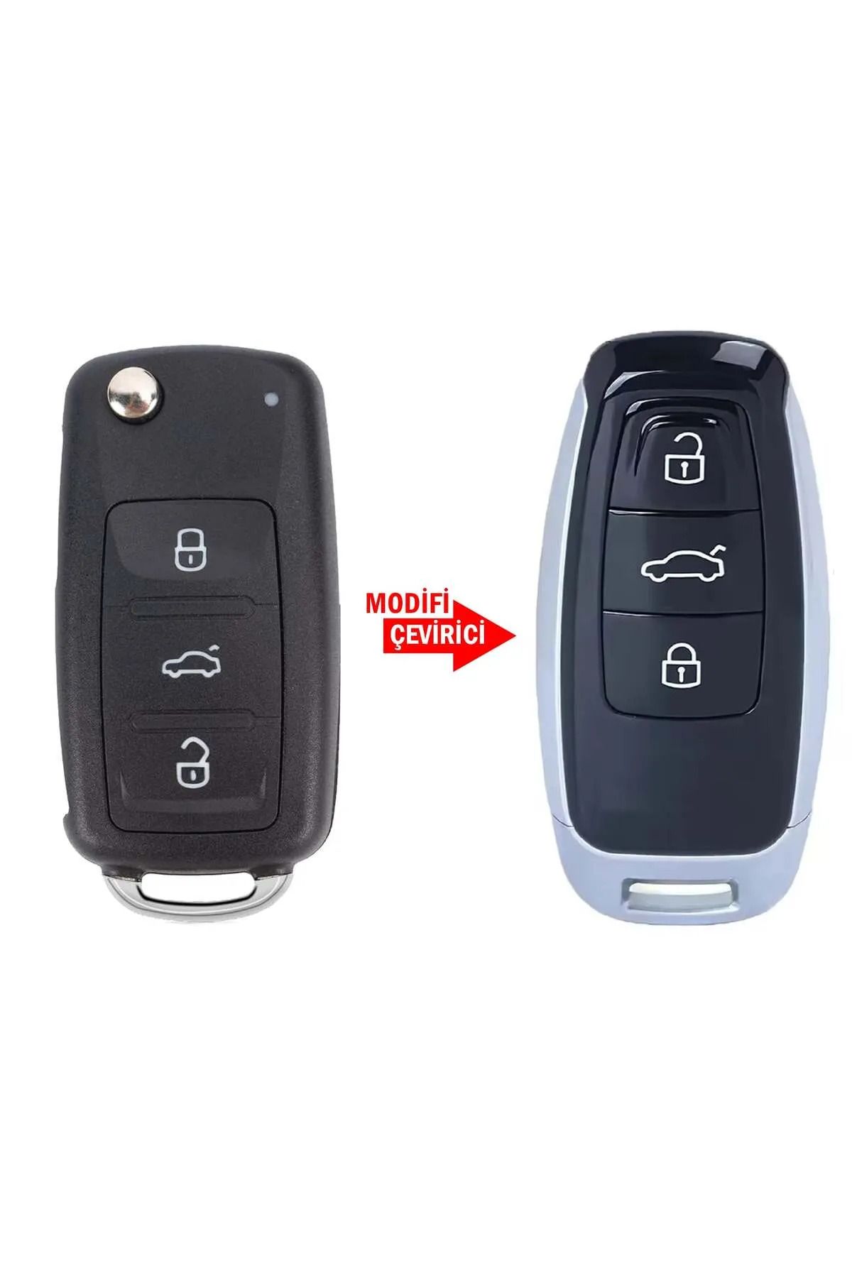 Mavi Keys Volkswagen Uds Golf Jetta Passat Polo Sustalı Çevirici dönüşüm 3 Düğmeli Anahtar Kumanda Kabı Yazılı
