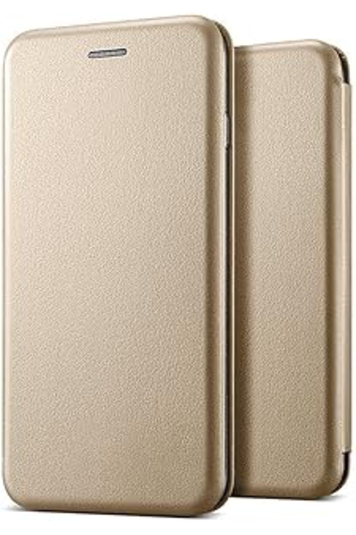 Pazarcan Microsonic Samsung Galaxy M30 Kılıf Ultra Slim Leather Design Flip Cover Gold