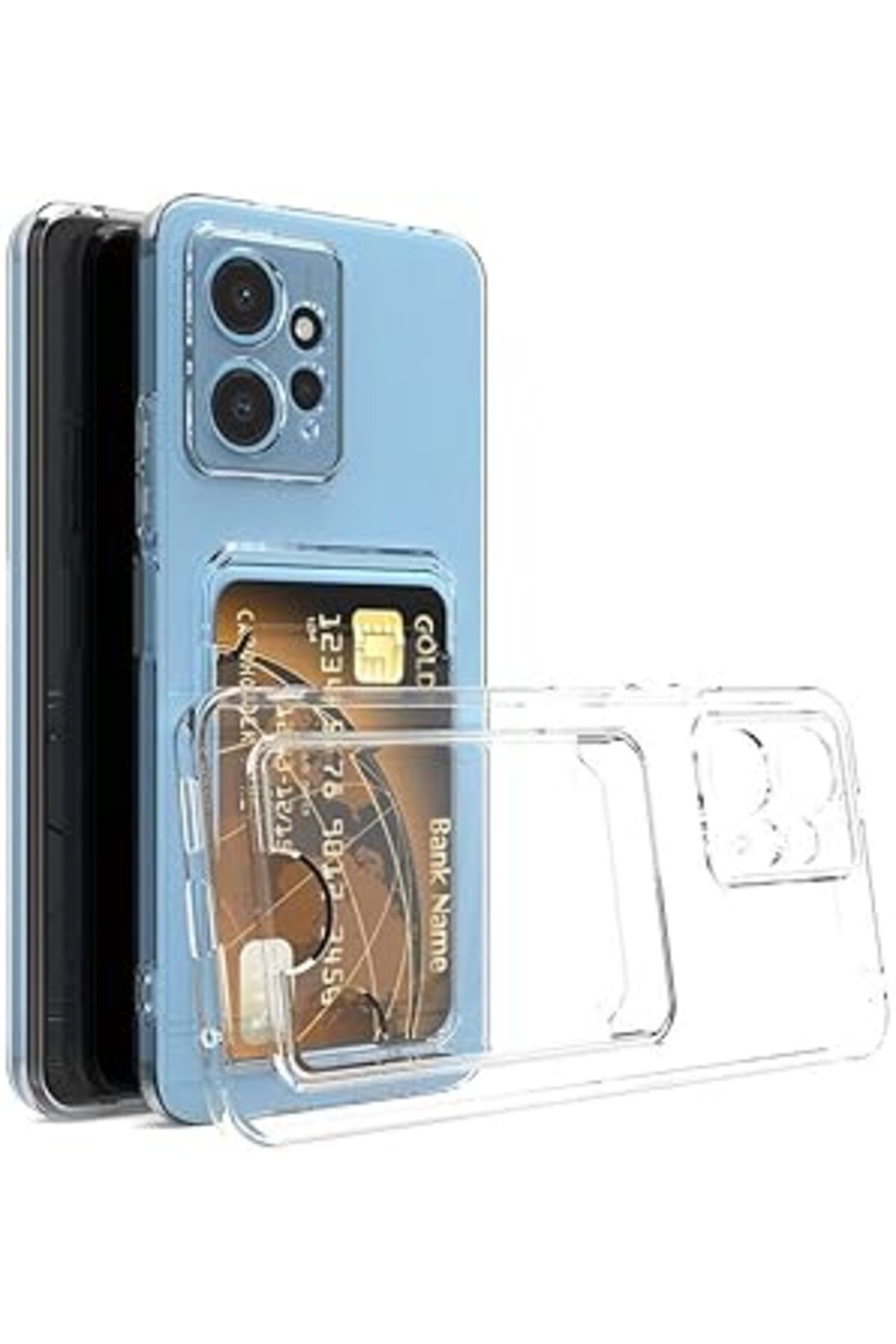 Pazarcan For Samsung A34 Ile Uyumlu Şeffaf Clear Kartlıklı Darbe Emici Anti-Shock Darbeye Dayanıklı Wallet C