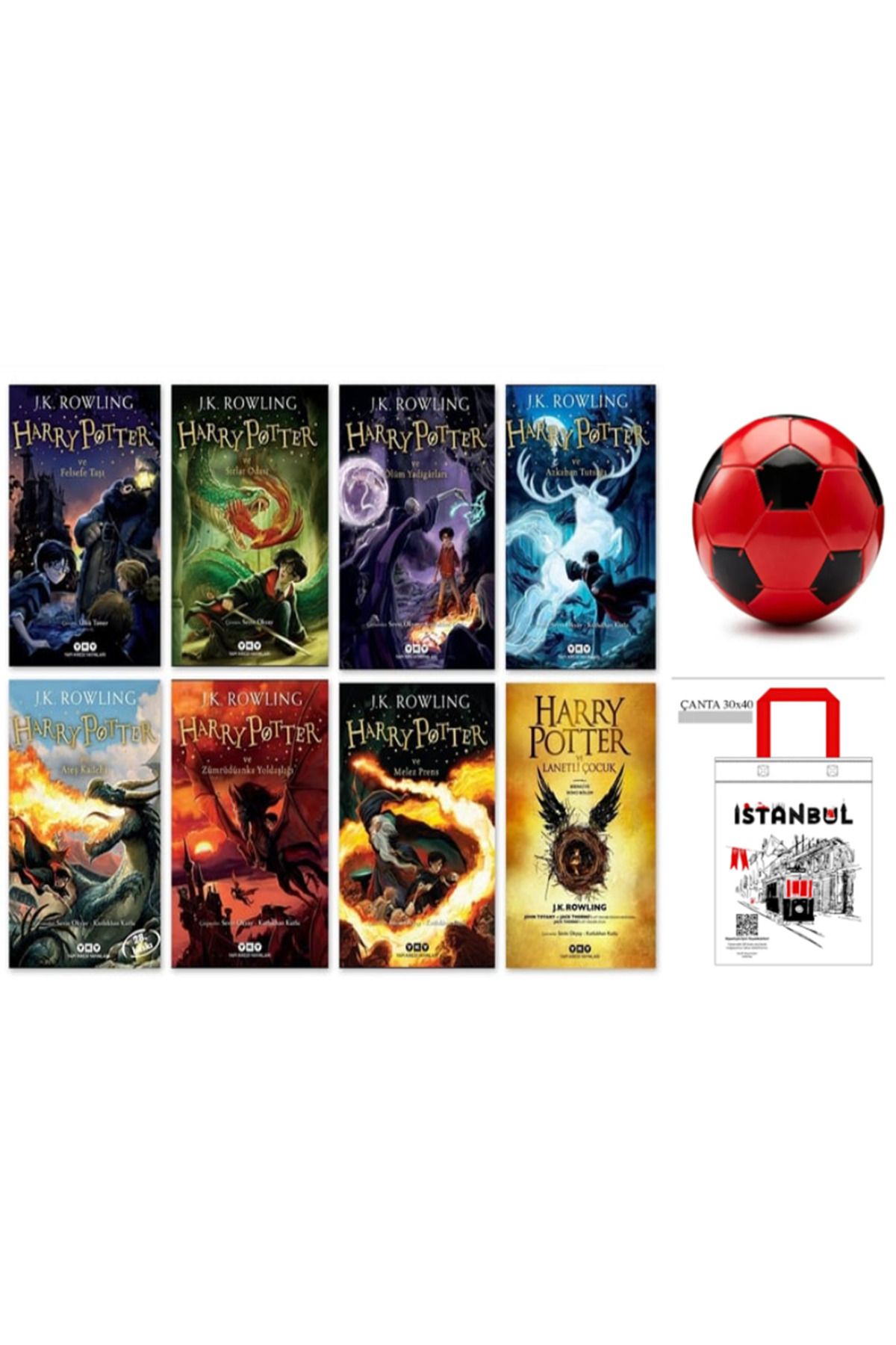 Yapı Kredi Yayınları Harry Potter 8 Kitap Seti futbol topu ve bez çanta hediyeli