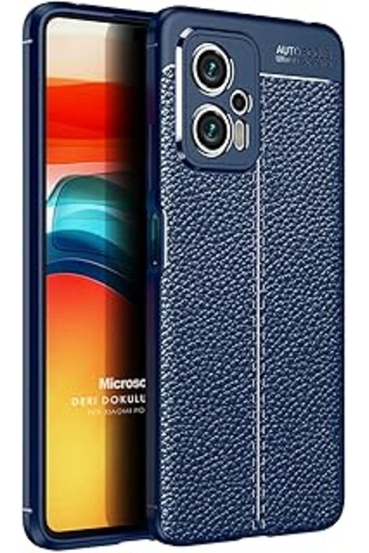 Karachil Microsonic Xiaomi Poco X4 Gt Için Kılıf Deri Dokulu Silikon Lacivert [Poco X4 Gt Ile Uyumlu Kılıf -