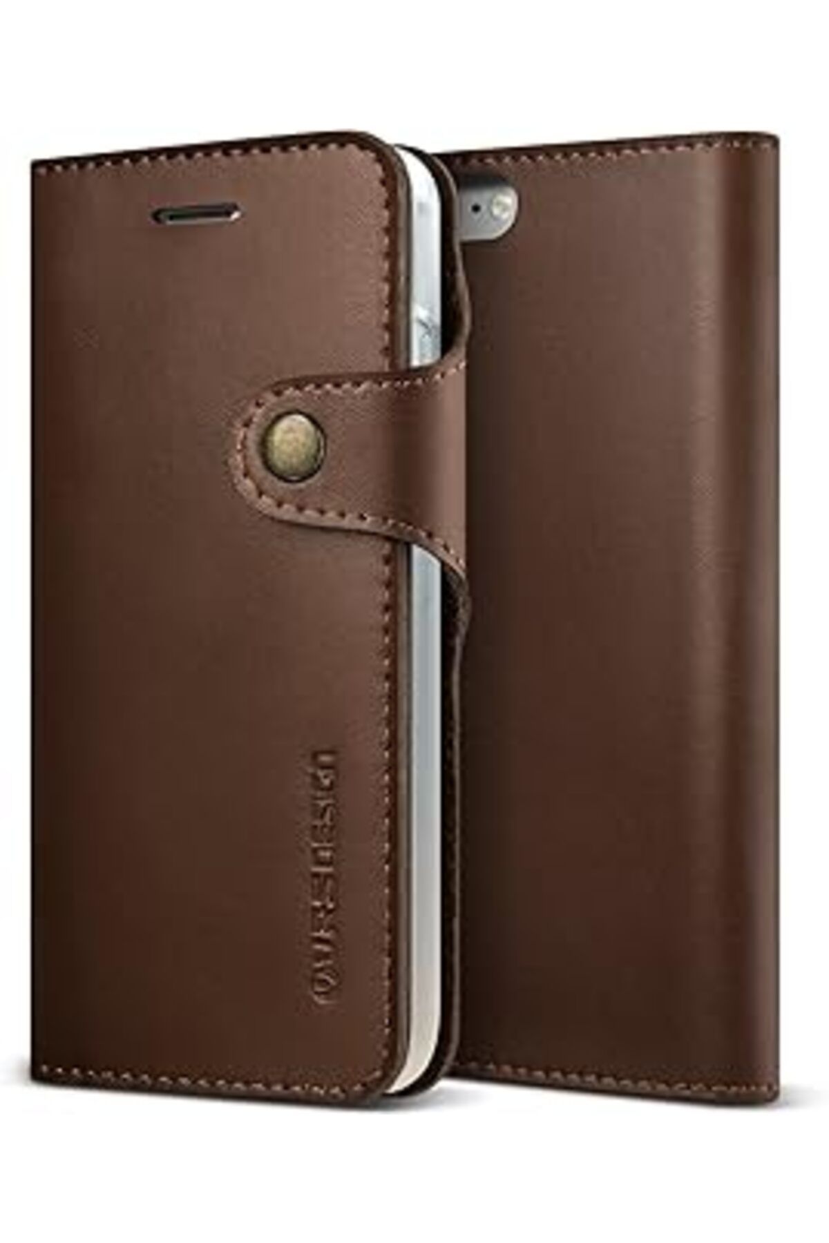 Karachil Vrs Design Vrs83363 Iphone 8/7 Native Diary, İki Katmanlı Deri Cüzdan Kılıf, Dark Brown